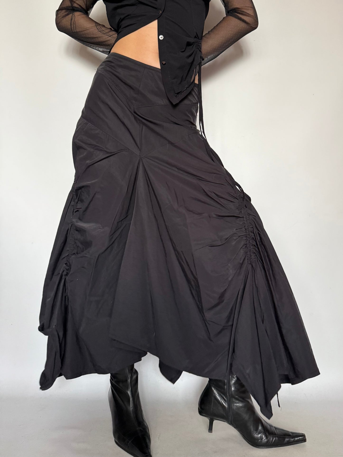 Vintage Gothic Asymmetrical Ruched Maxi Skirt – Twinkling Global