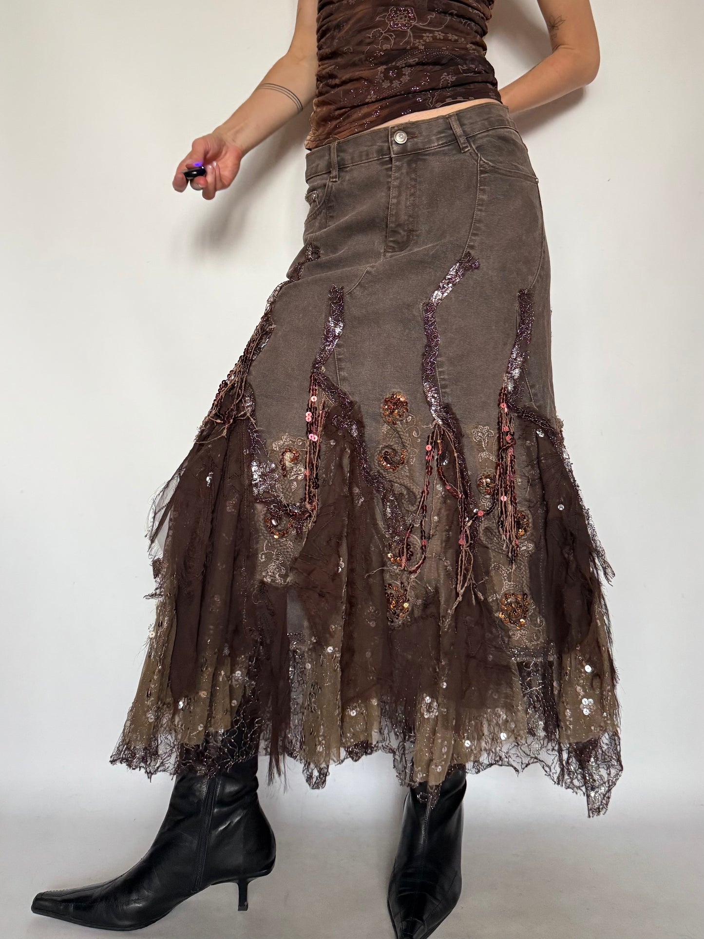 Vintage Boho Embellished Maxi Skirt – Twinkling Global