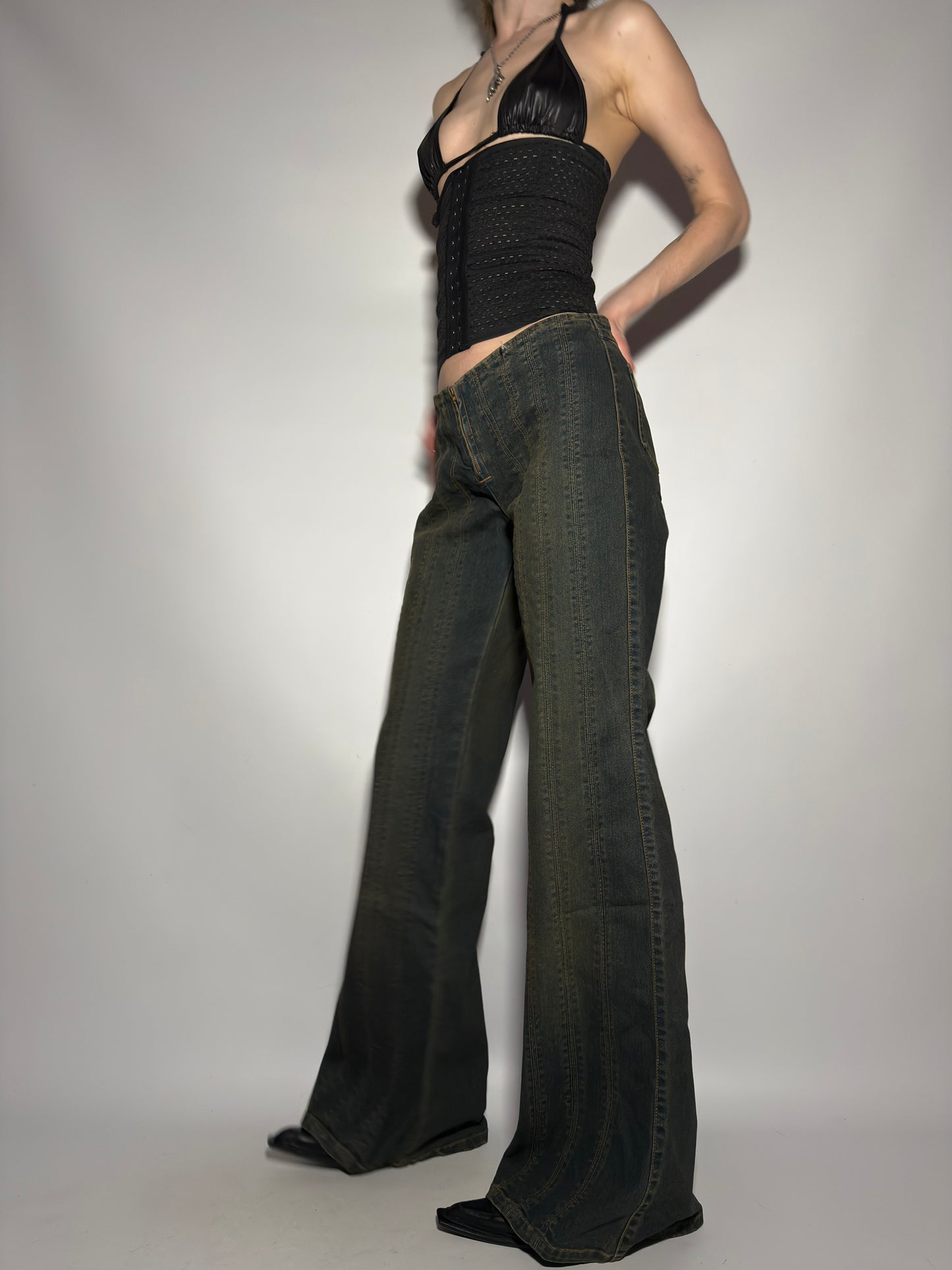 Vintage Brownish Flared Jeans  - TWINKLING GLOBAL
