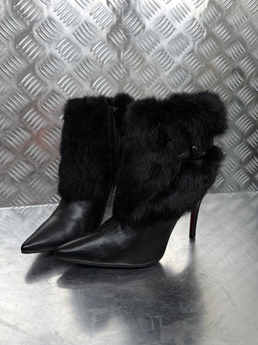 Vintage Buffalo leather boots with genuine fur and pointed toe Twinkling Global