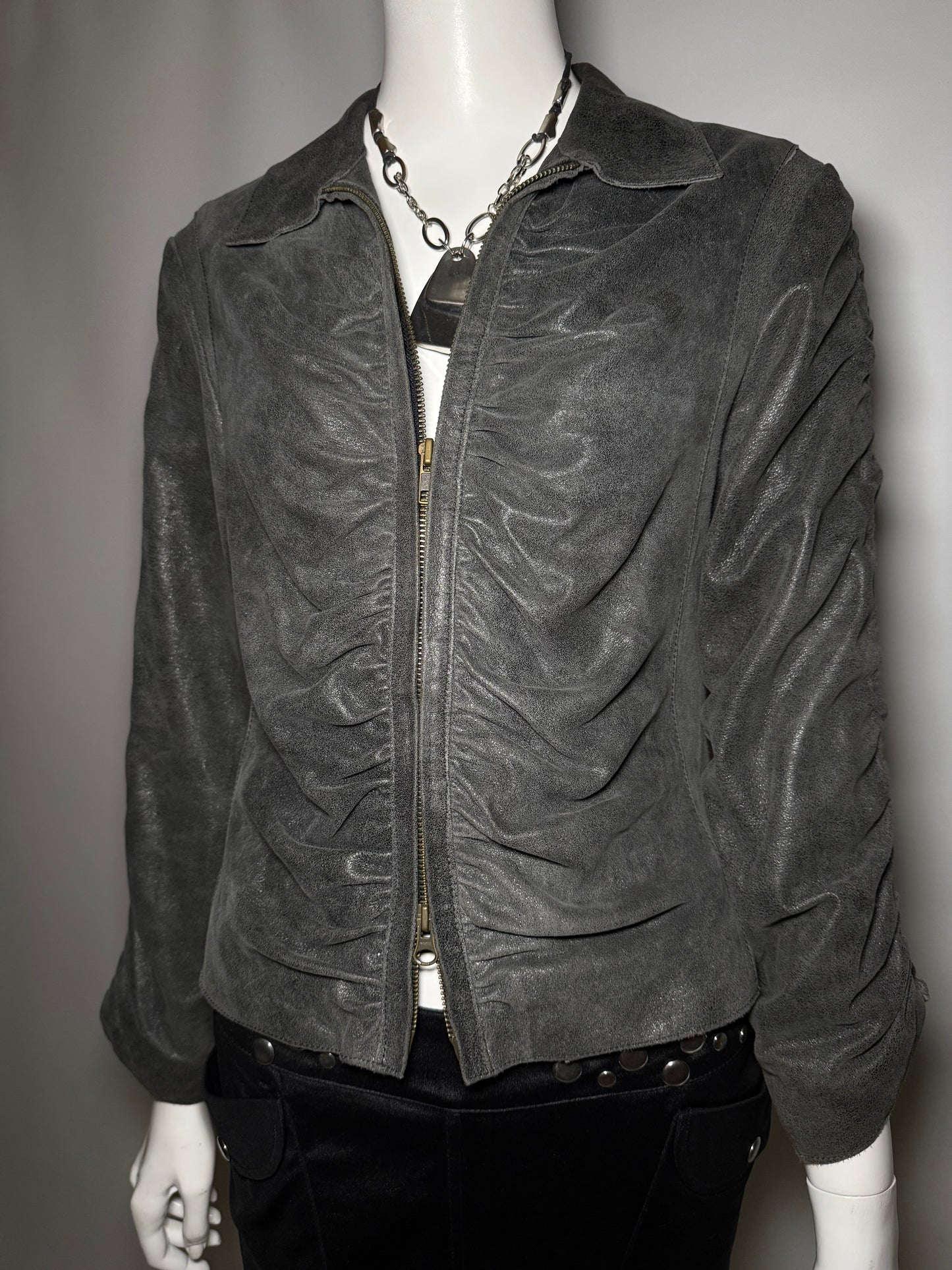 Vintage Suede Leather Draped Jacket Twinkling Global
