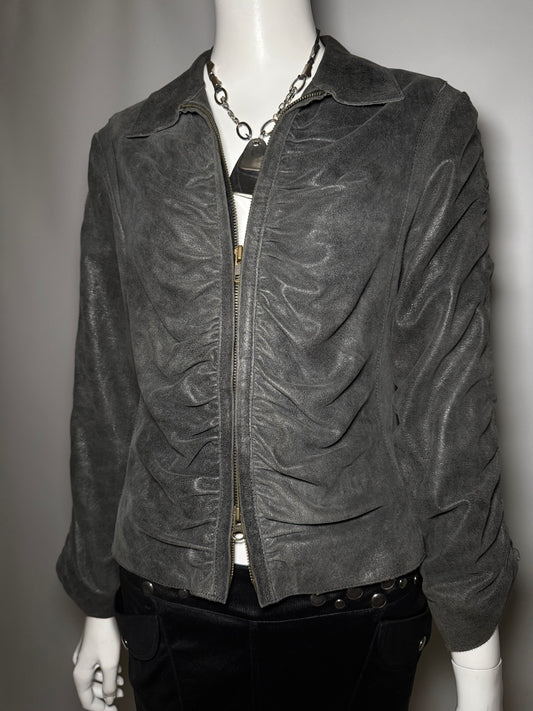 Vintage Suede Leather Draped Jacket Twinkling Global