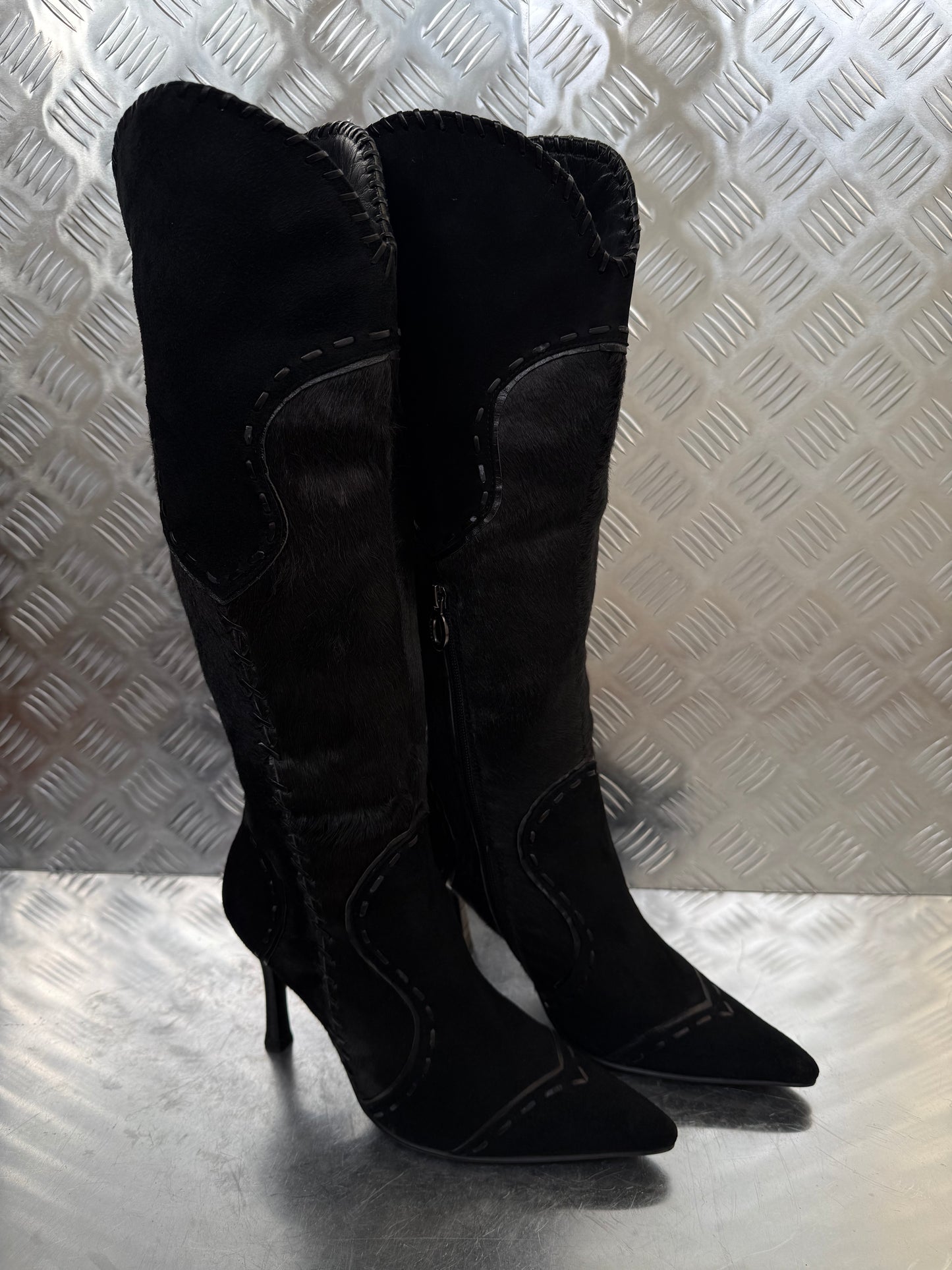 Vintage suede & pony-hair leather boots Twinkling Global