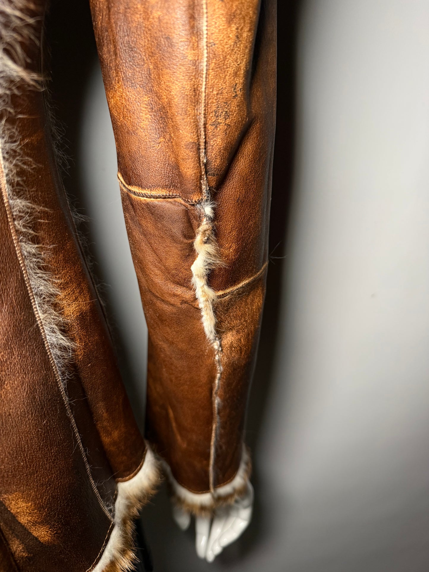 Vintage Italian leather jacket with natural fur Twinkling Global
