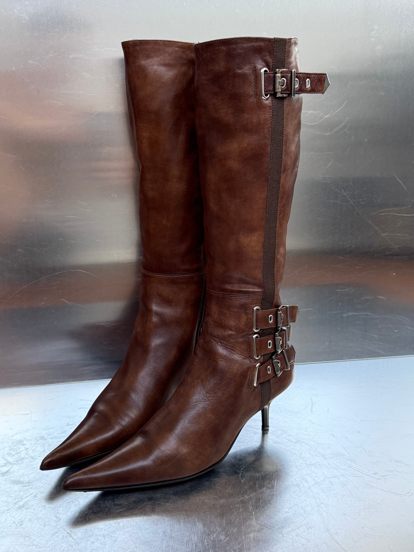 Vintage Brown Leather Boots SHY Twinkling Global
