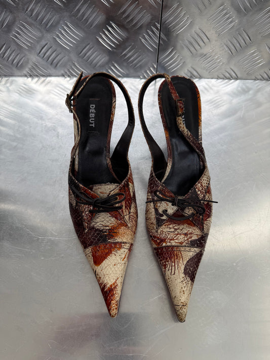Vintage Italian printed leather slingback mules Twinkling Global