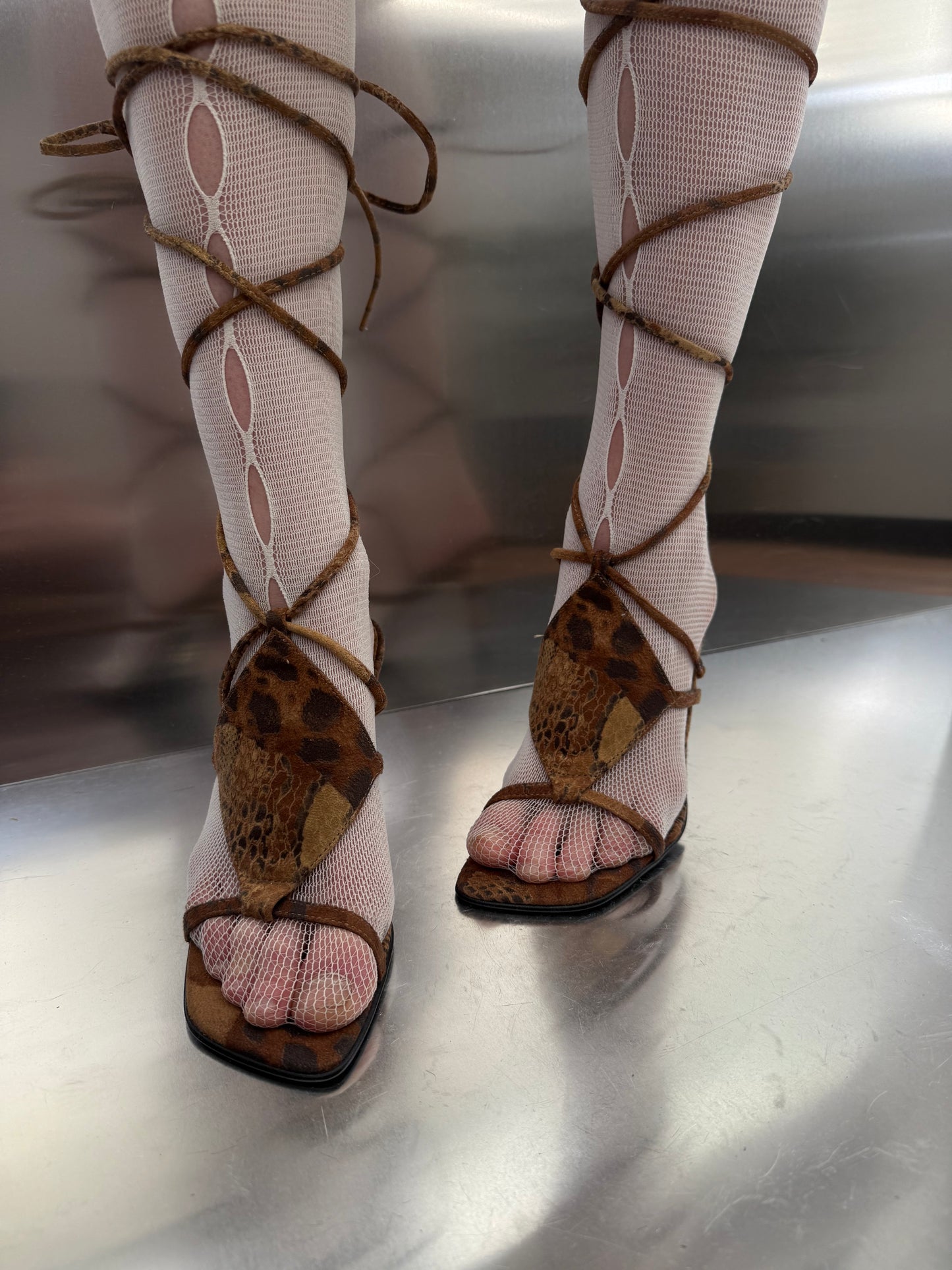 Leopard-Print Lace-Up Sandals – TWINKLING GLOBAL