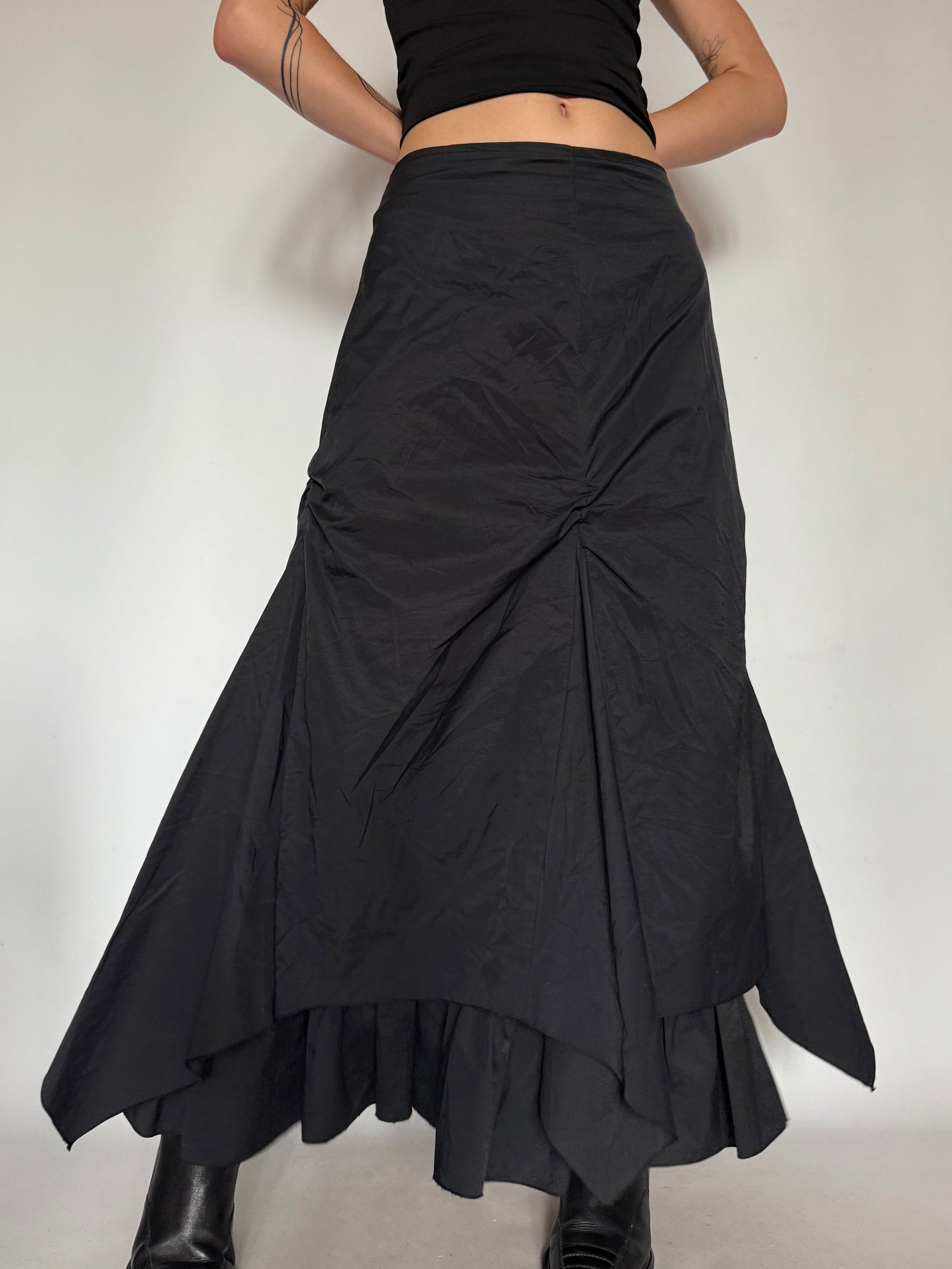 Layered Black Skirt with Draped Back Detail  Twinkling