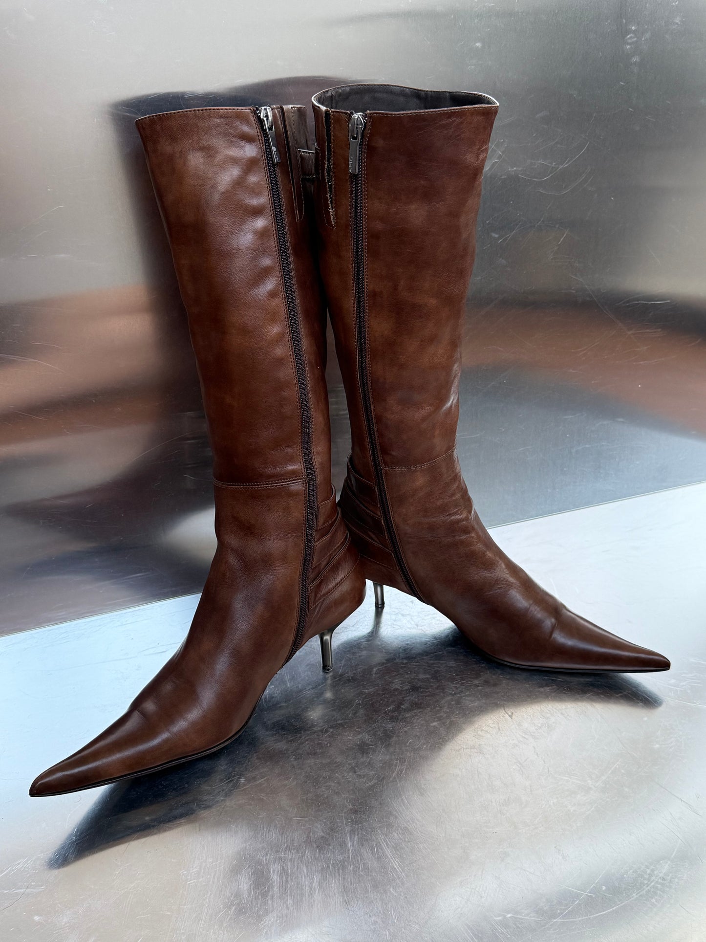 Vintage Brown Leather Boots SHY Twinkling Global