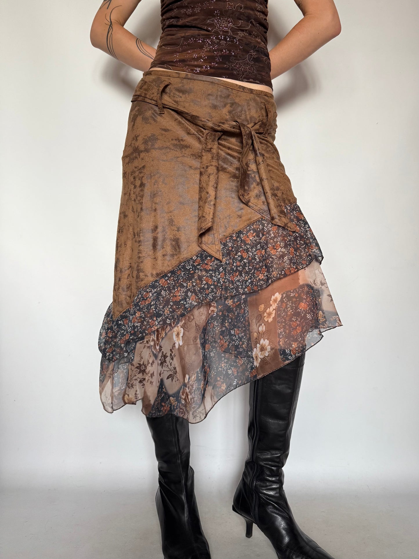 Vintage Patchwork Floral Asymmetrical Skirt – Twinkling Global