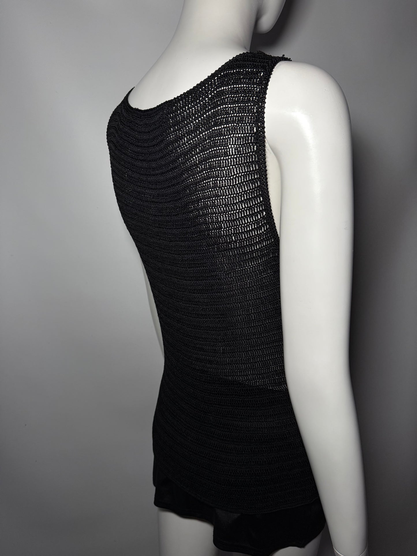 Black Knit Tank Top with Sequins Twinkling