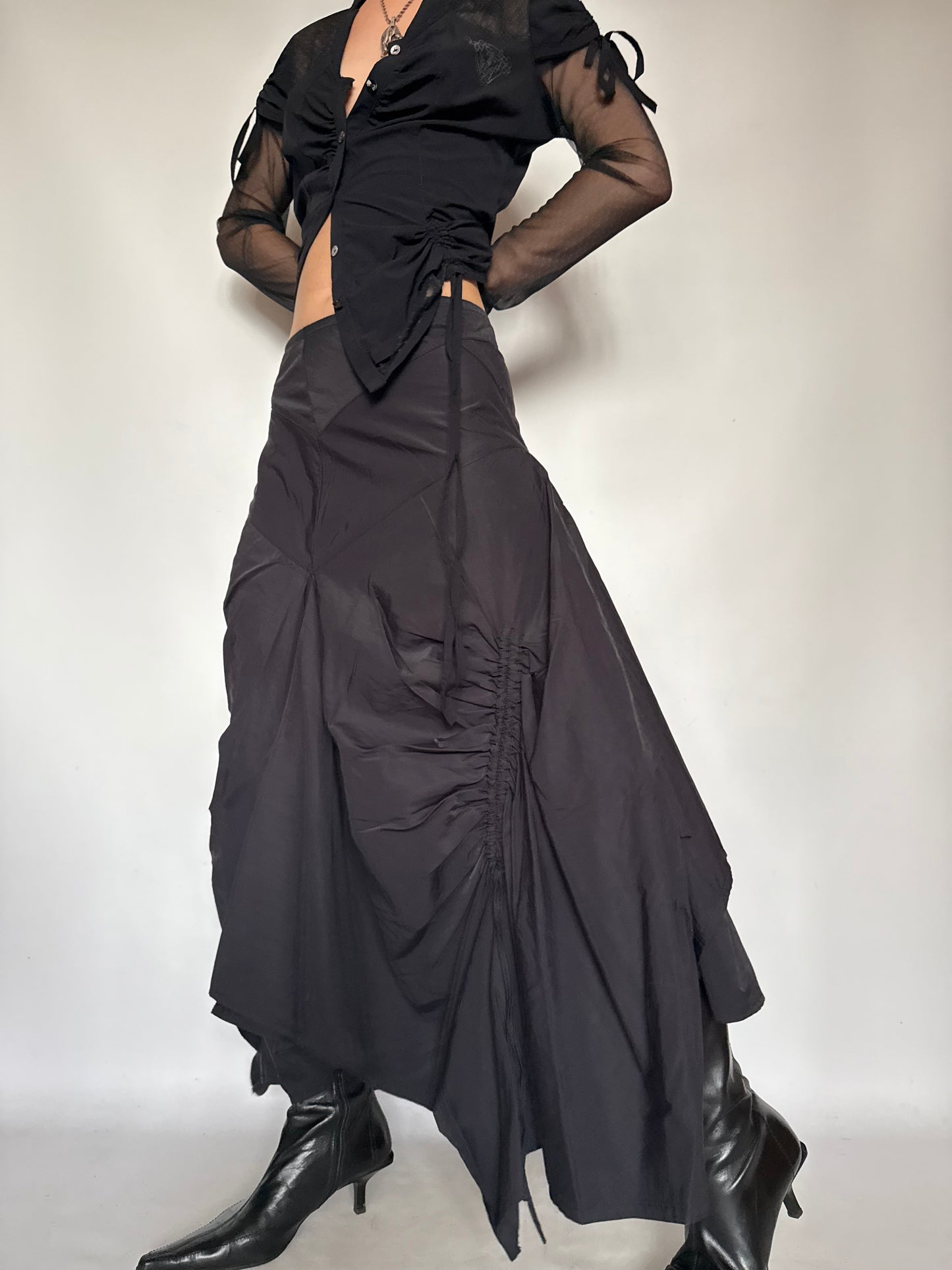 Vintage Gothic Asymmetrical Ruched Maxi Skirt – Twinkling Global