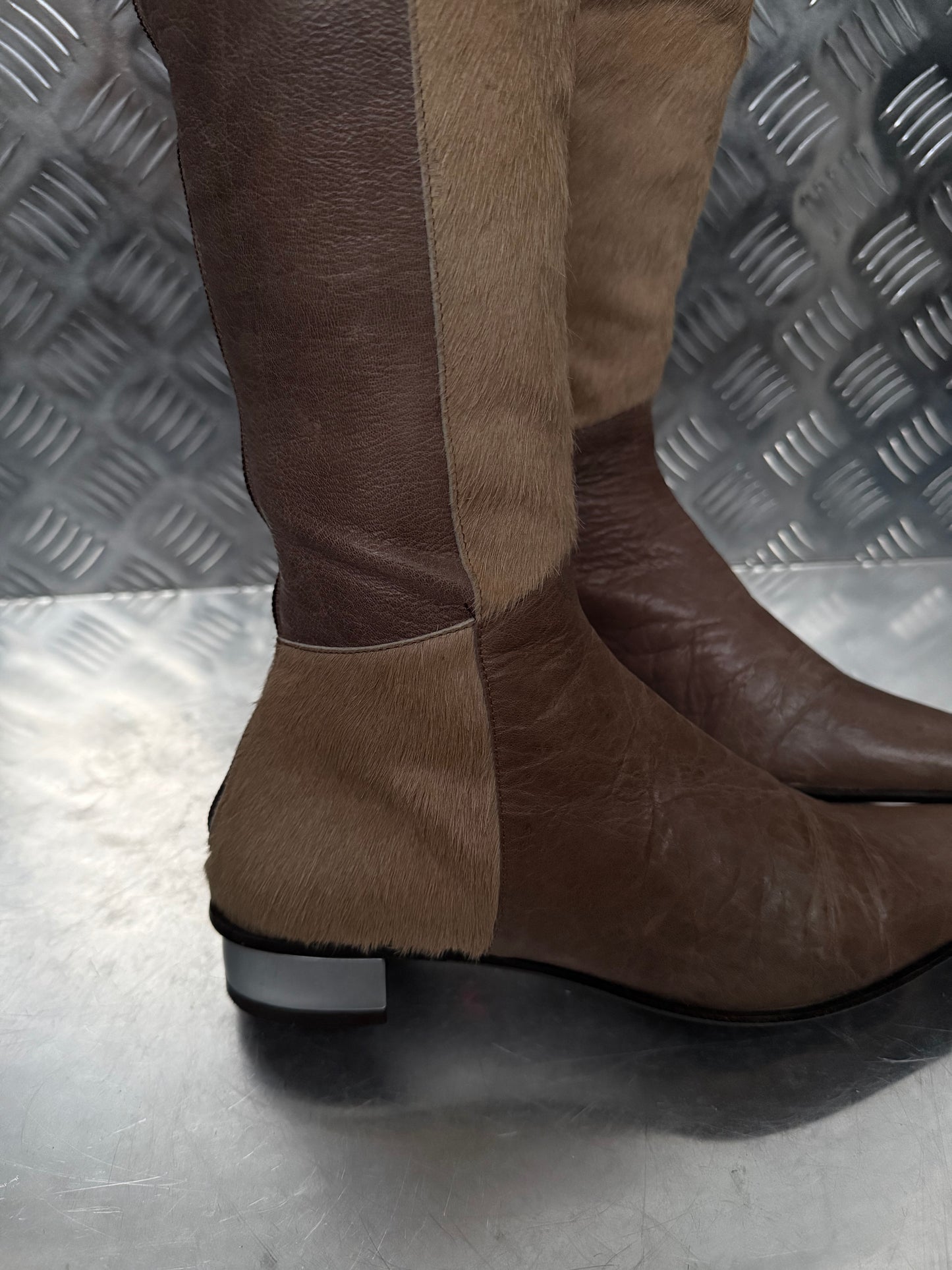 Vintage leather and pony fur over-the-knee boots Andrea Lattanzi TWINKLING GLOBAL