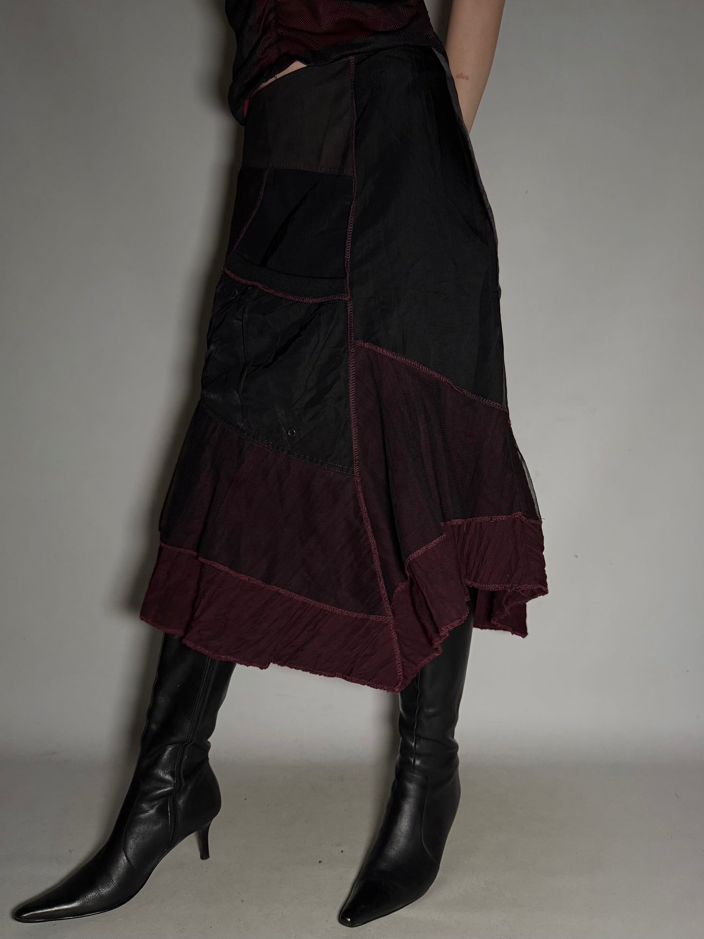 Avant-Garde Patchwork Midi Skirt Twinkling