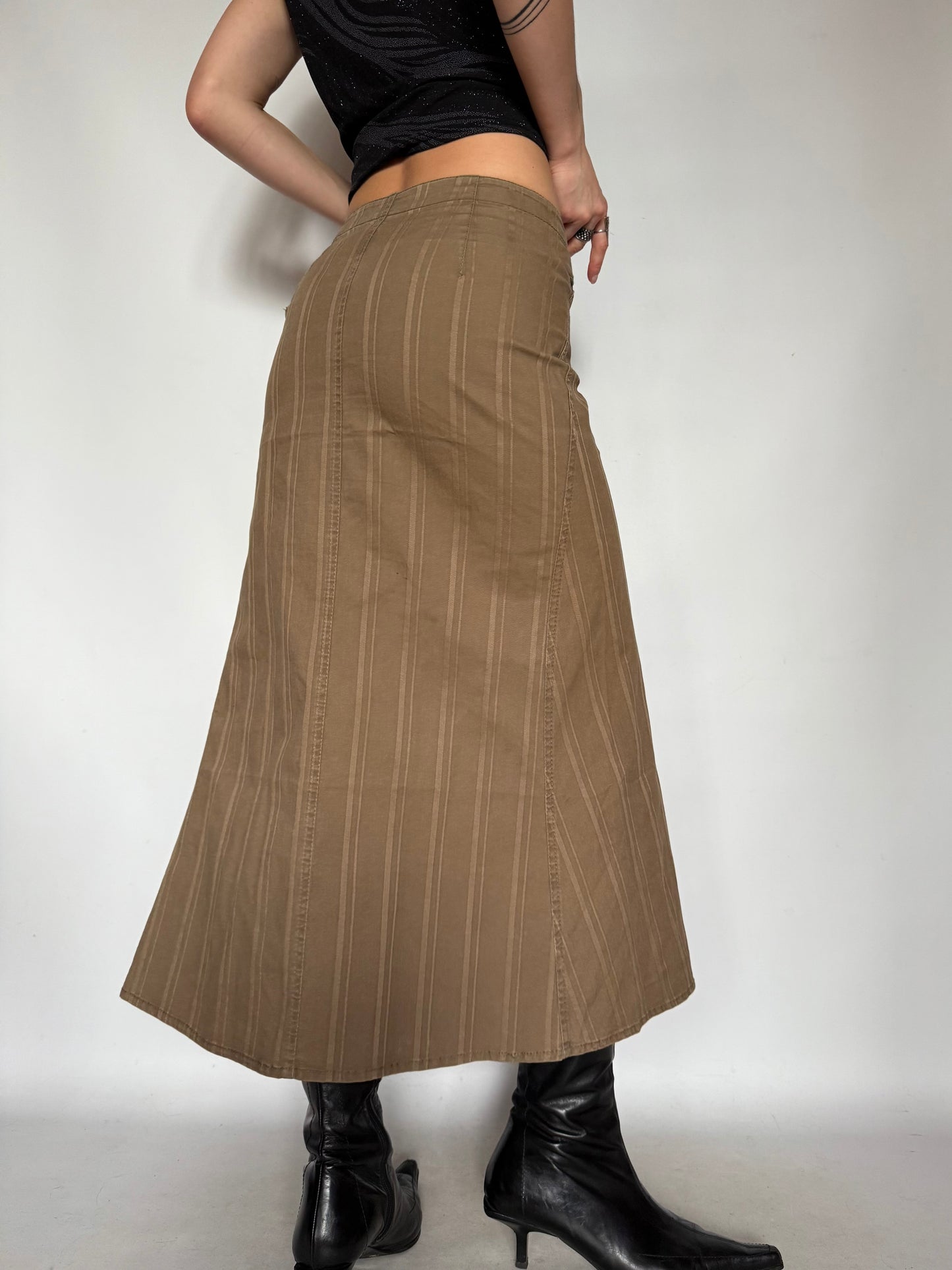 Vintage Brown Striped Maxi Skirt – Twinkling Global
