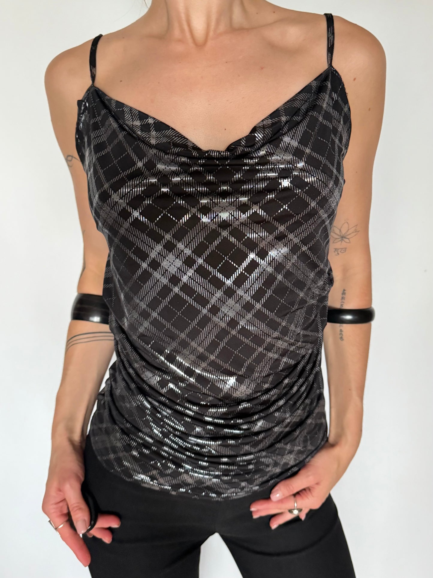 Vintage Plaid Cowl Neck Camisole Top – Twinkling Global
