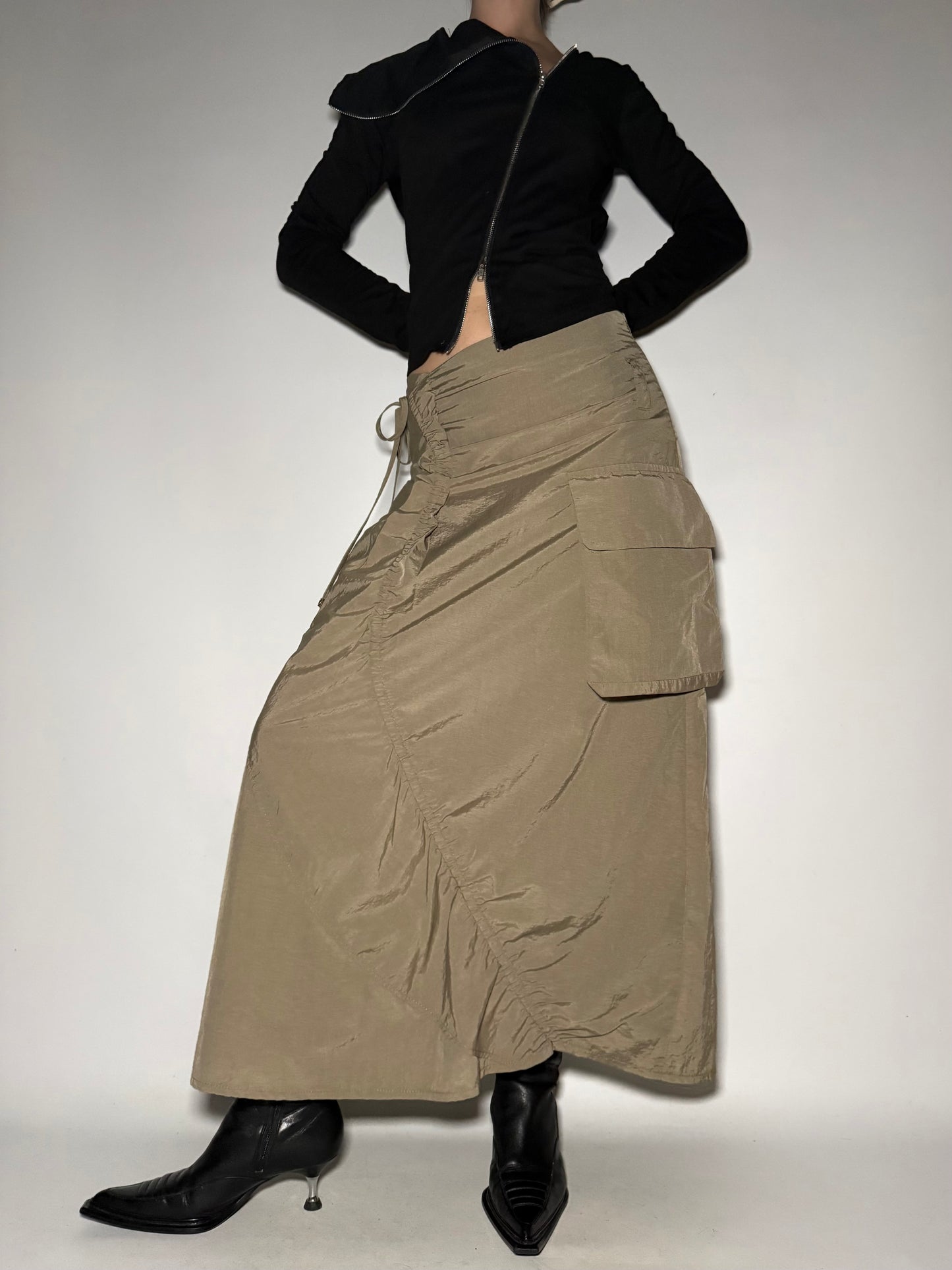 Roccobarocco Ruched Maxi Cargo Skirt Twinkling Global