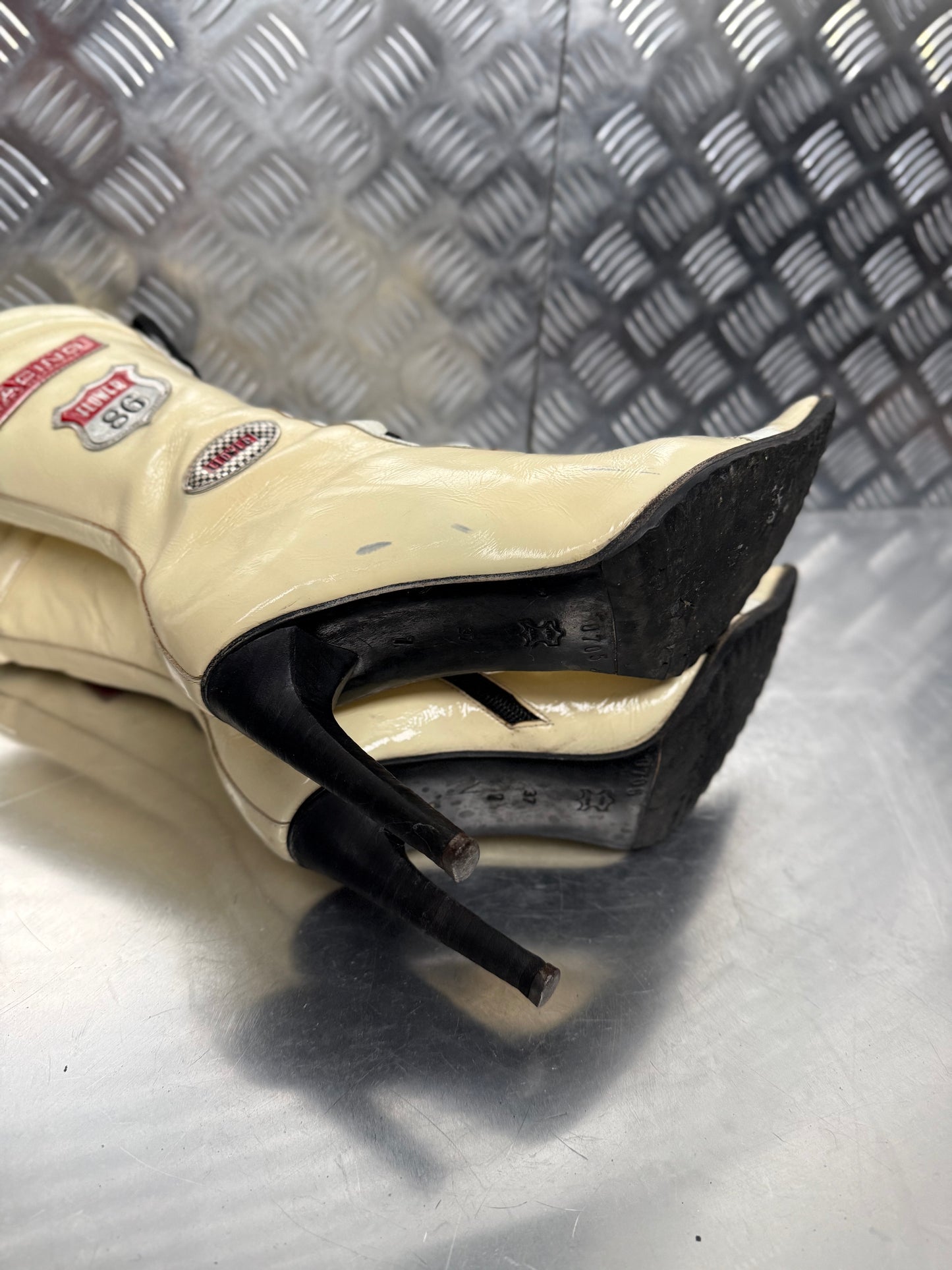 Italian racing lace-up leather boots TWINKLING GLOBAL