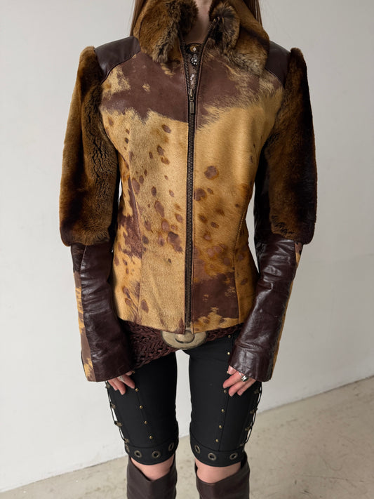 Vintage leather jacket with pony fur & chinchilla details – TWINKLING GLOBAL