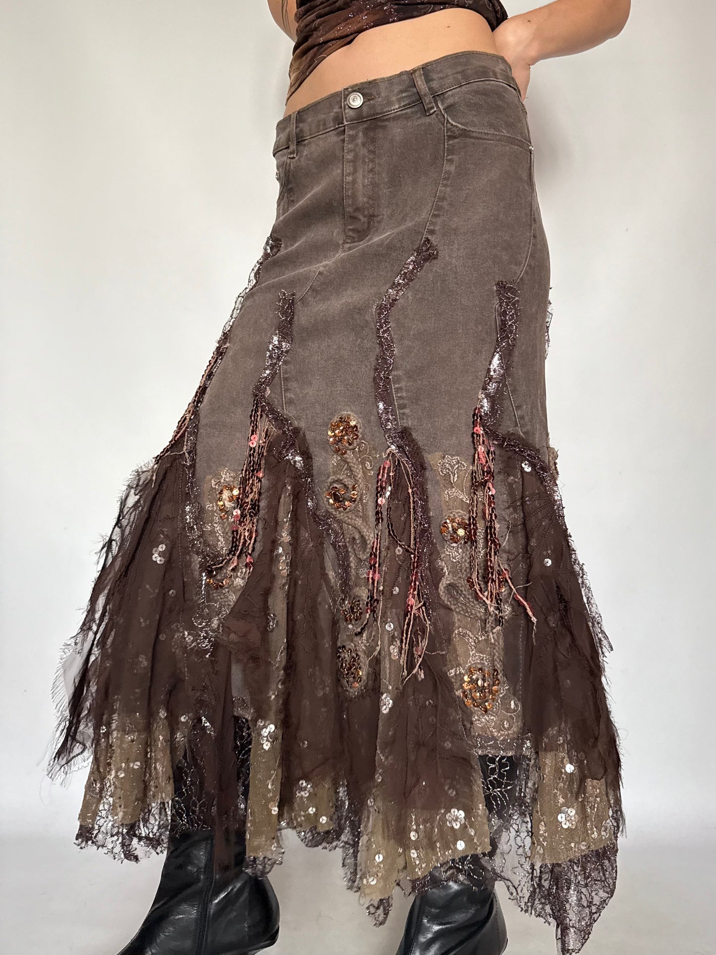 Vintage Boho Embellished Maxi Skirt – Twinkling Global