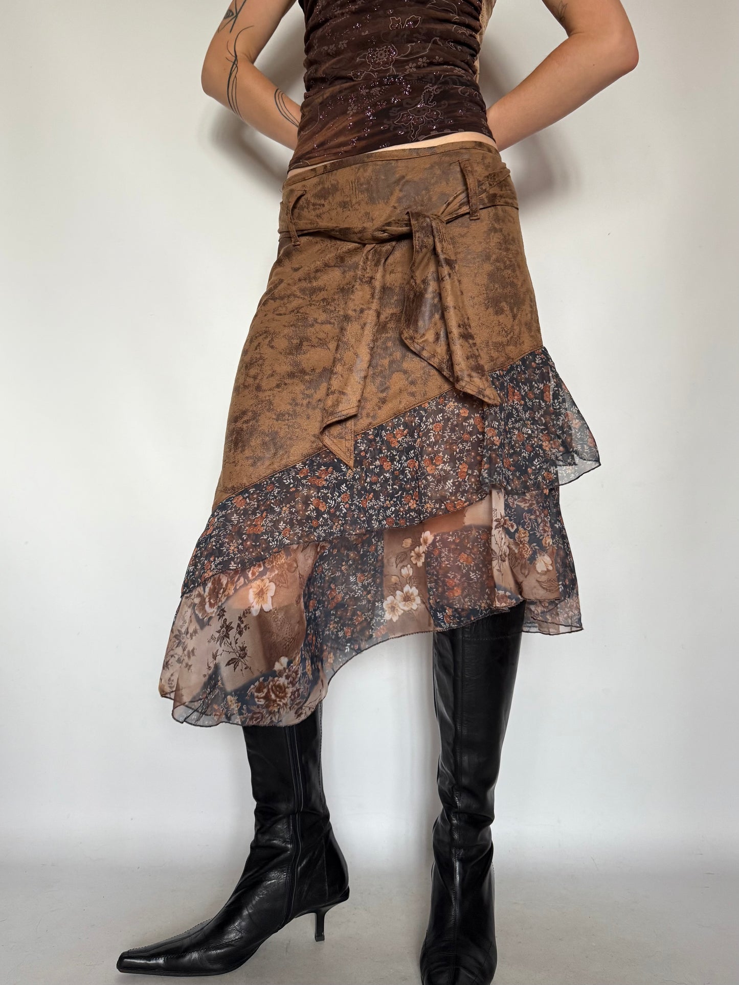 Vintage Patchwork Floral Asymmetrical Skirt – Twinkling Global