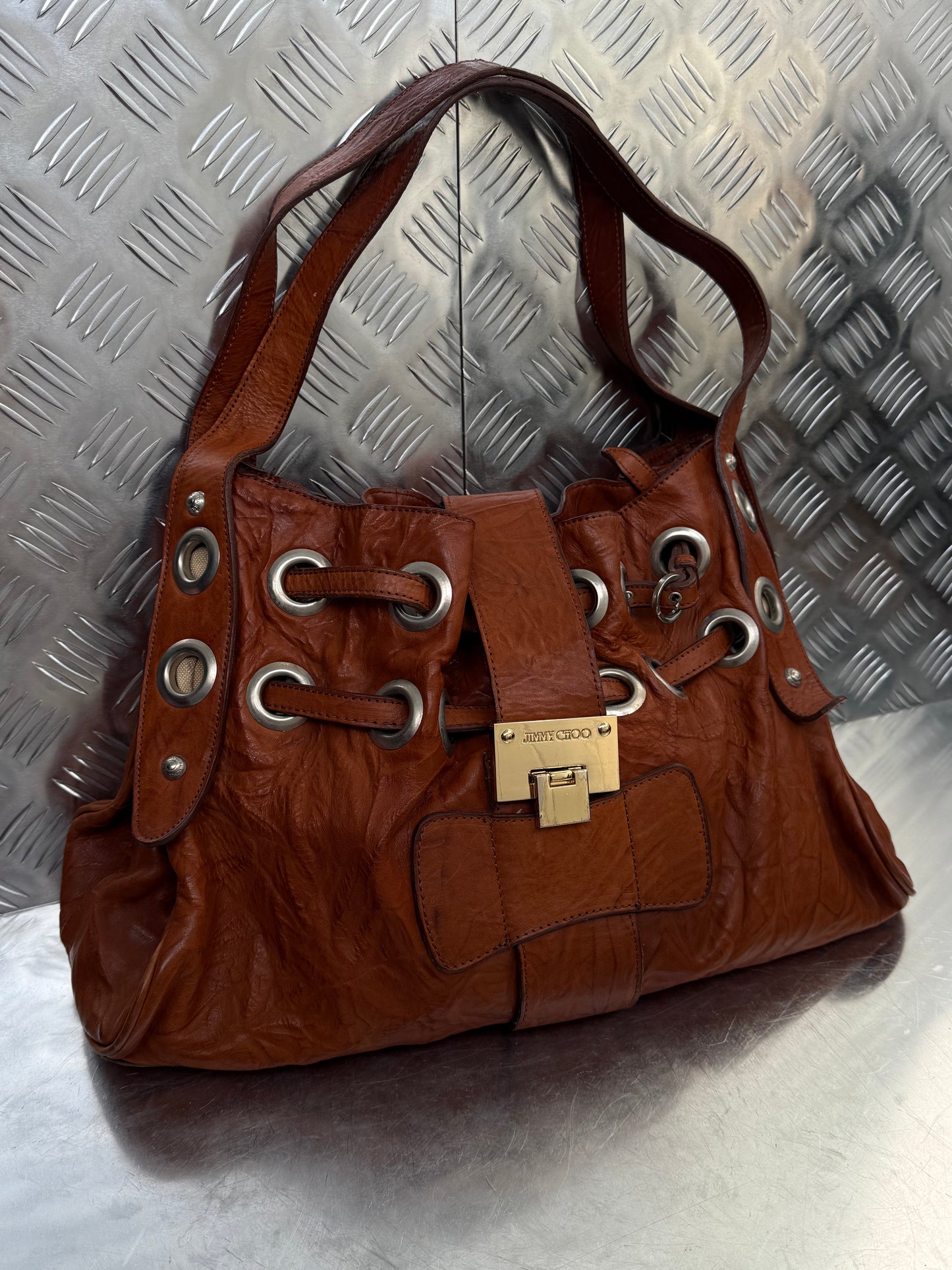 Vintage Brown Leather Bag Twinkling Global