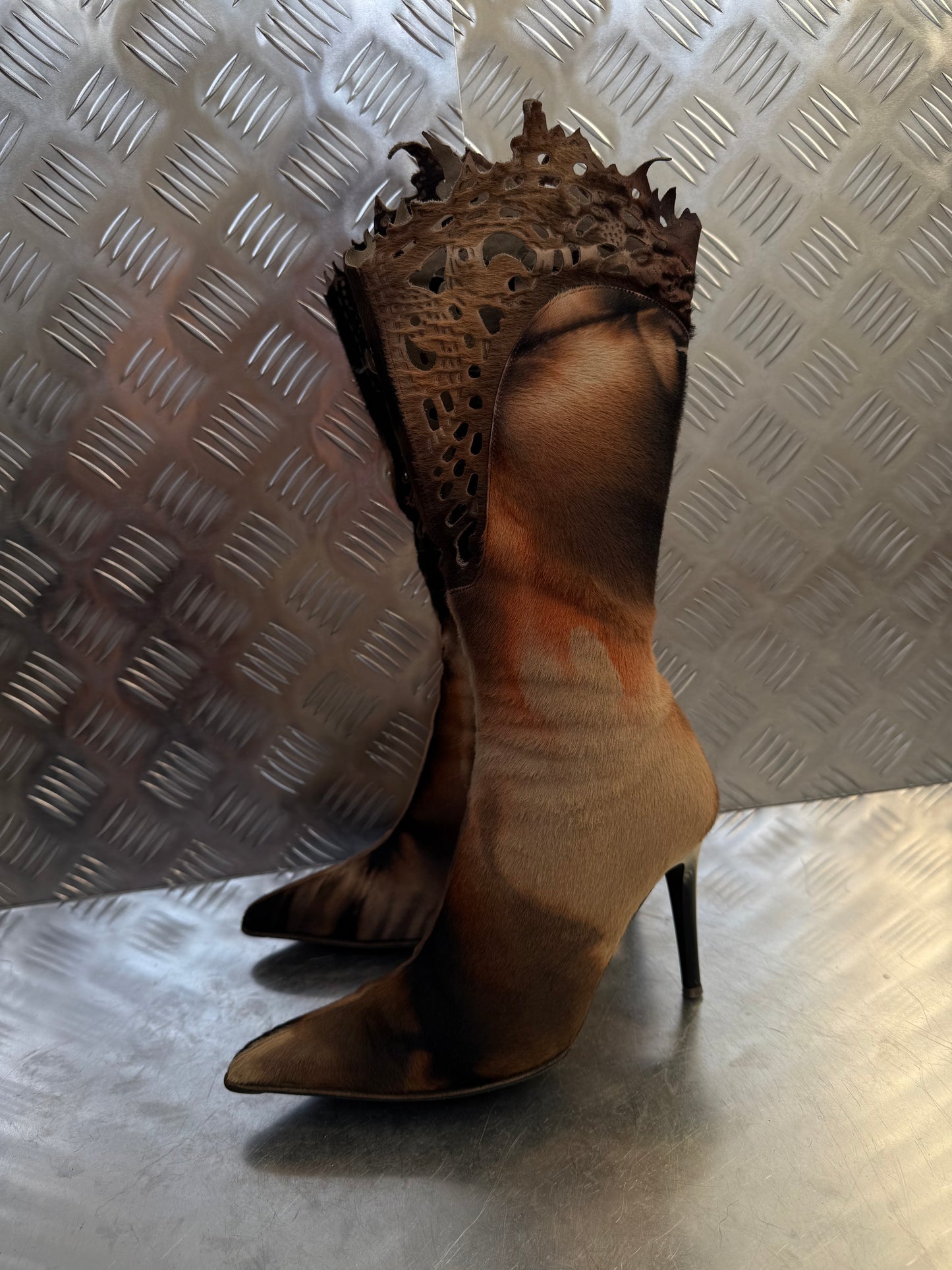 Vintage Italian pony-hair leather boots Twinkling Global