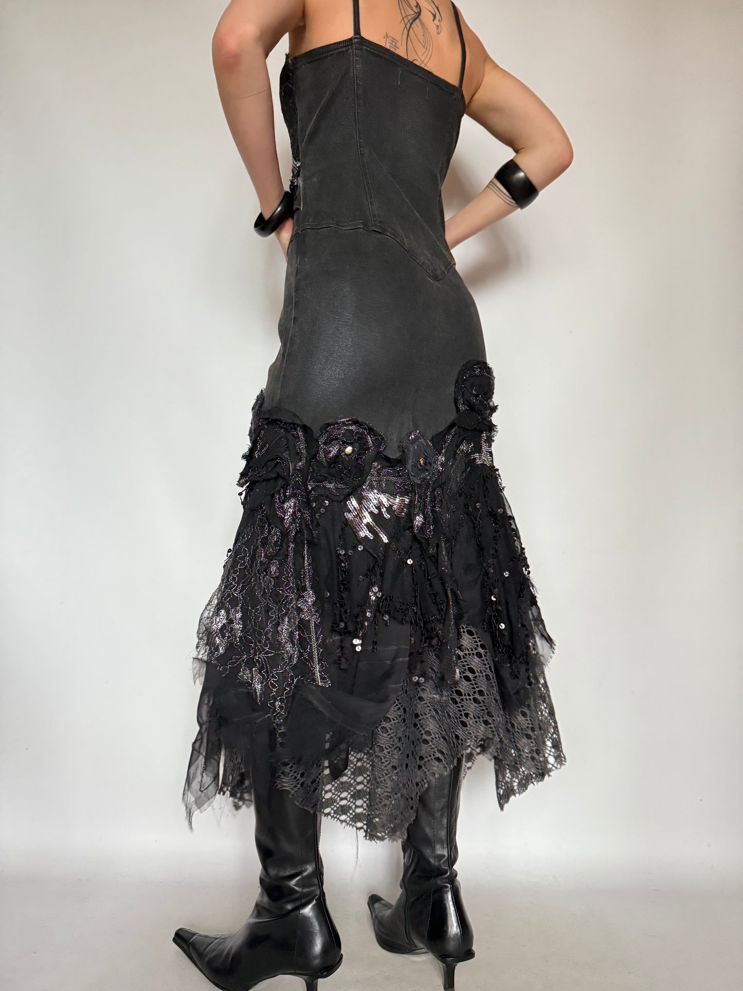 Vintage Black Couture Lace & Sequin Maxi Dress – Twinkling Global