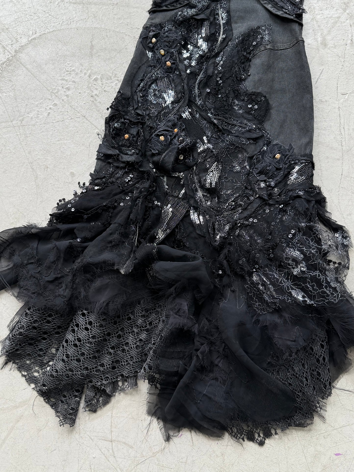 Vintage Black Couture Lace & Sequin Maxi Dress – Twinkling Global