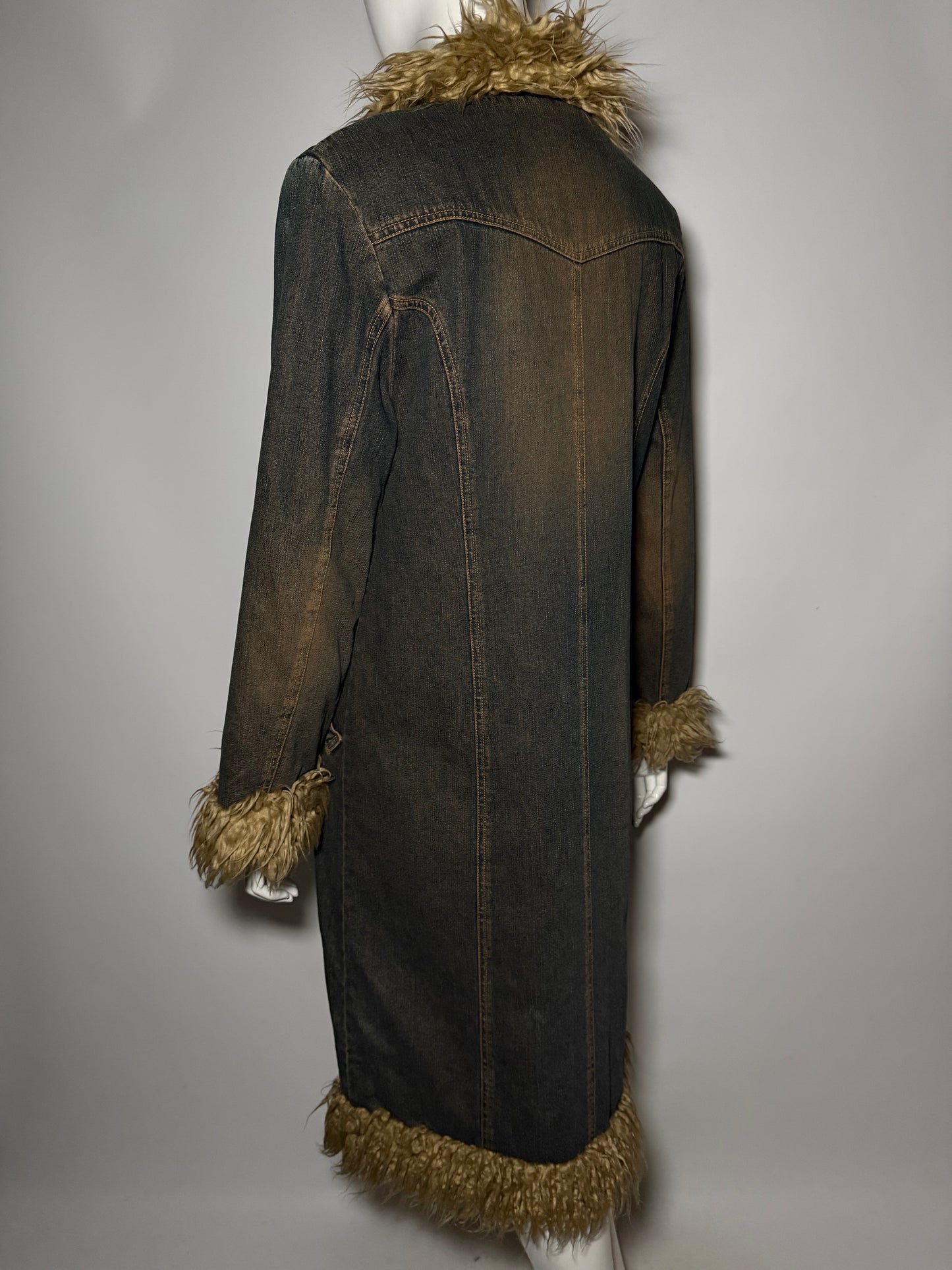Vintage Penny Lane Afghan denim coat with faux fur Twinkling Global