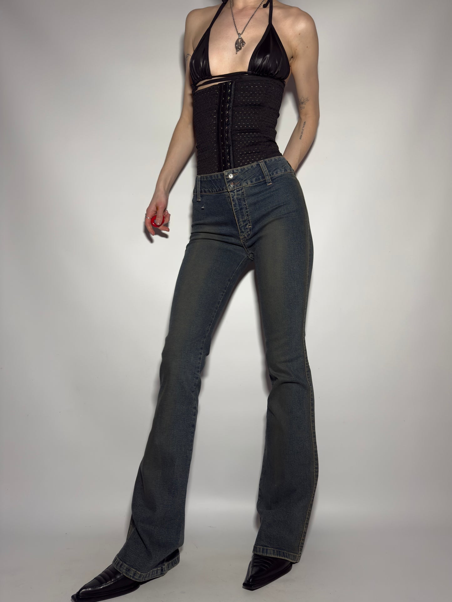 Vintage Brownish Flared Jeans - TWINKLING GLOBAL