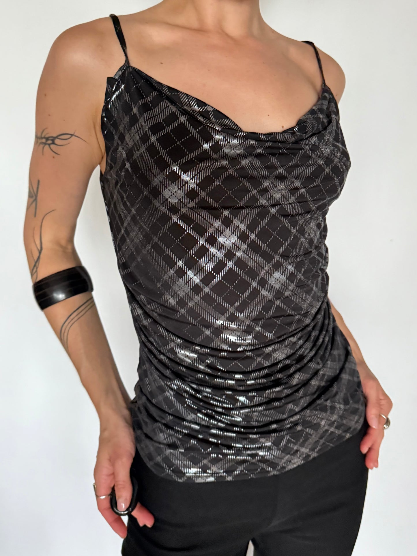 Vintage Plaid Cowl Neck Camisole Top – Twinkling Global