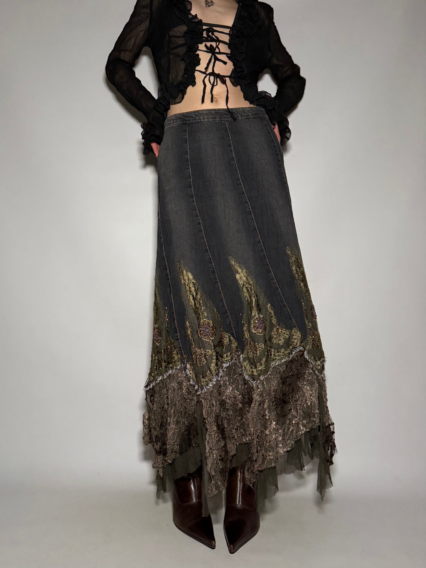 Vintage denim maxi skirt - TWINKLING GLOBAL