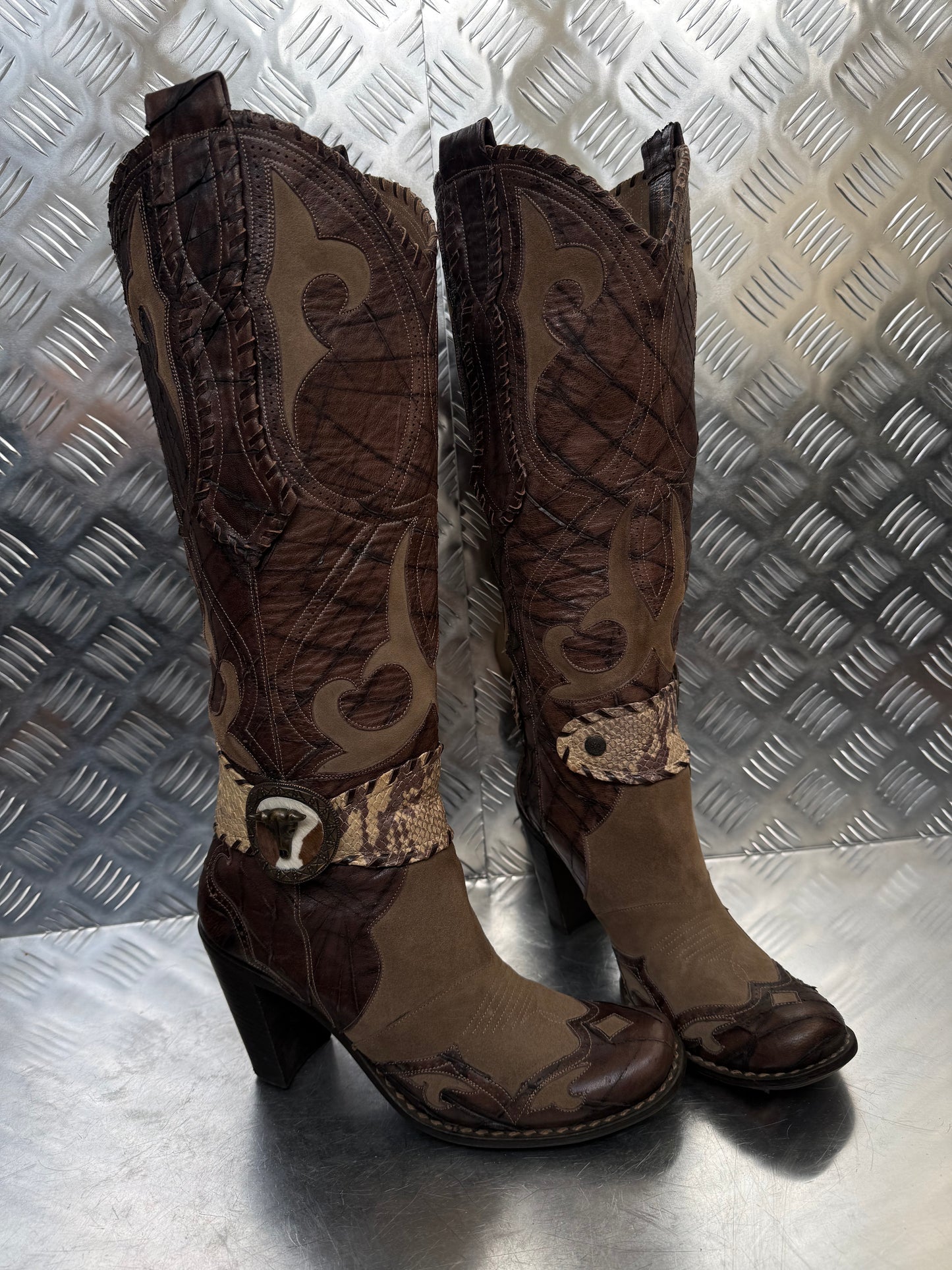 Vintage Italian leather cowboy boots TWINKLING GLOBAL