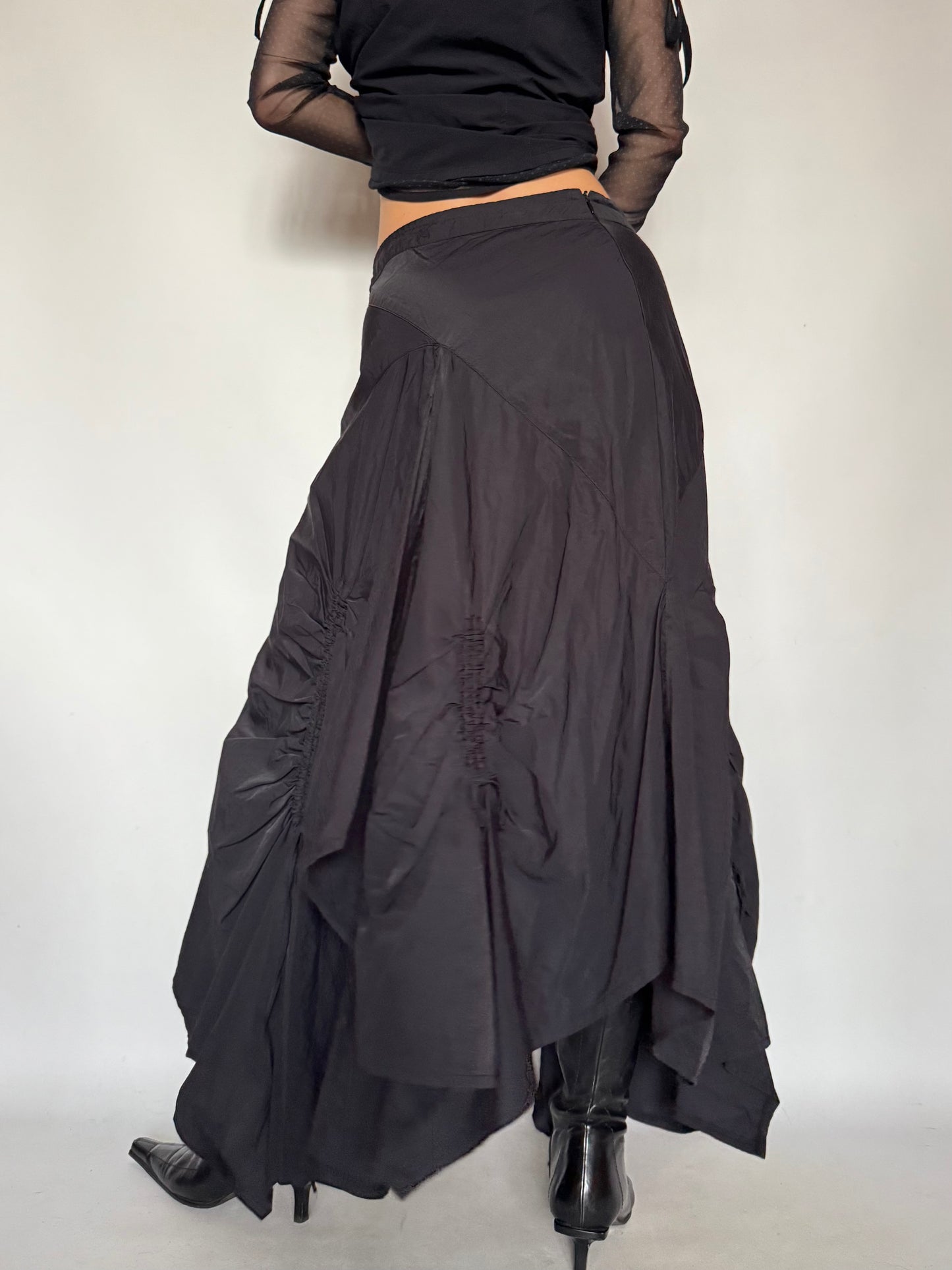 Vintage Gothic Asymmetrical Ruched Maxi Skirt – Twinkling Global