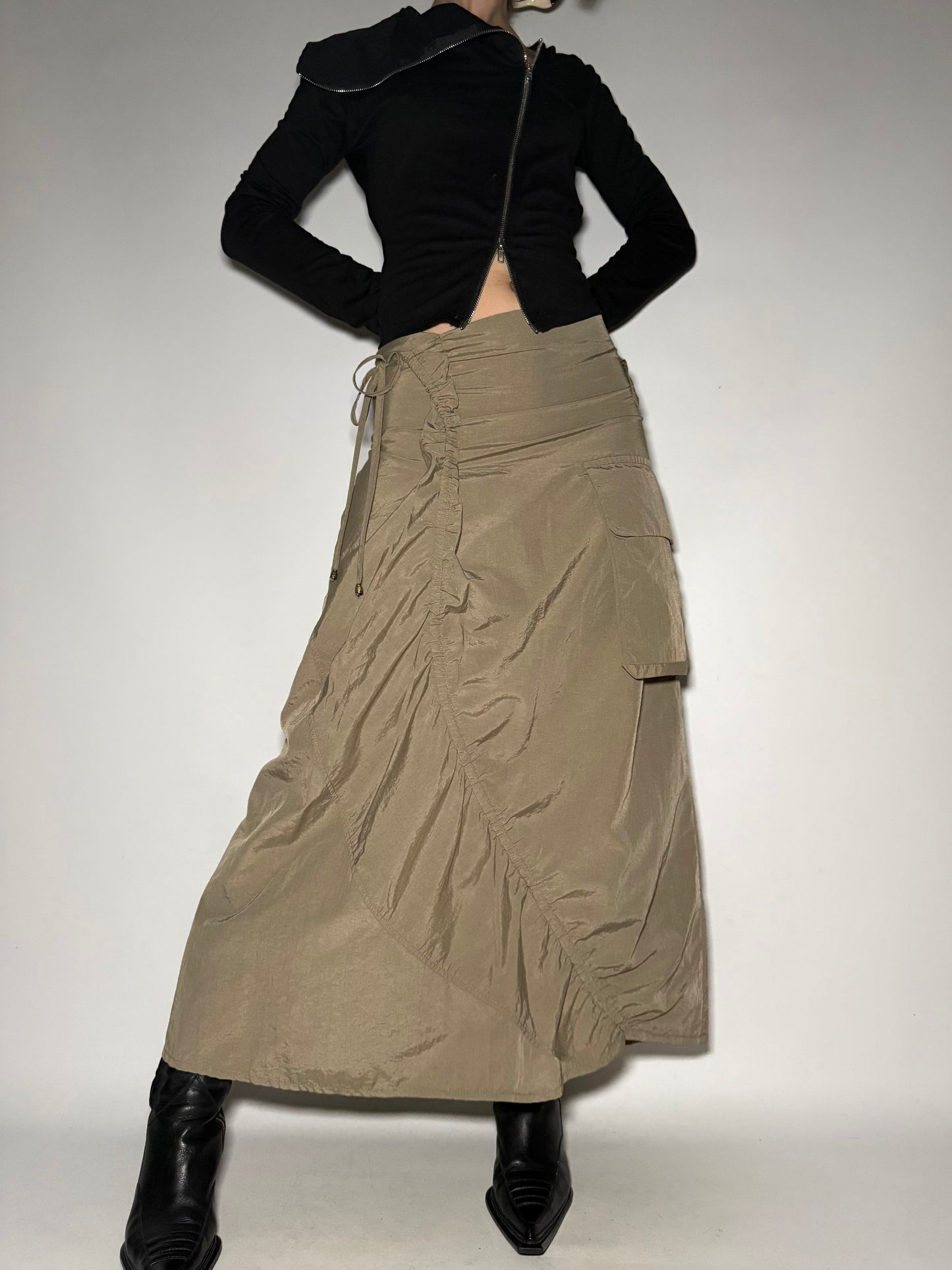 Roccobarocco Ruched Maxi Cargo Skirt Twinkling Global