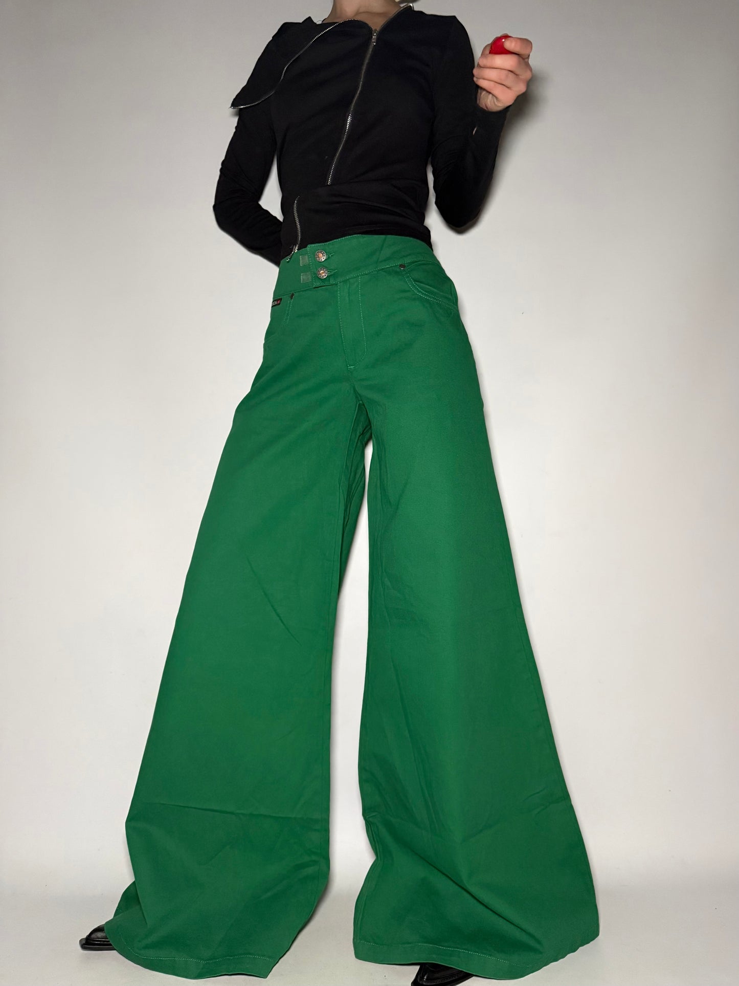 Green Wide-Leg Jeans Twinkling Global