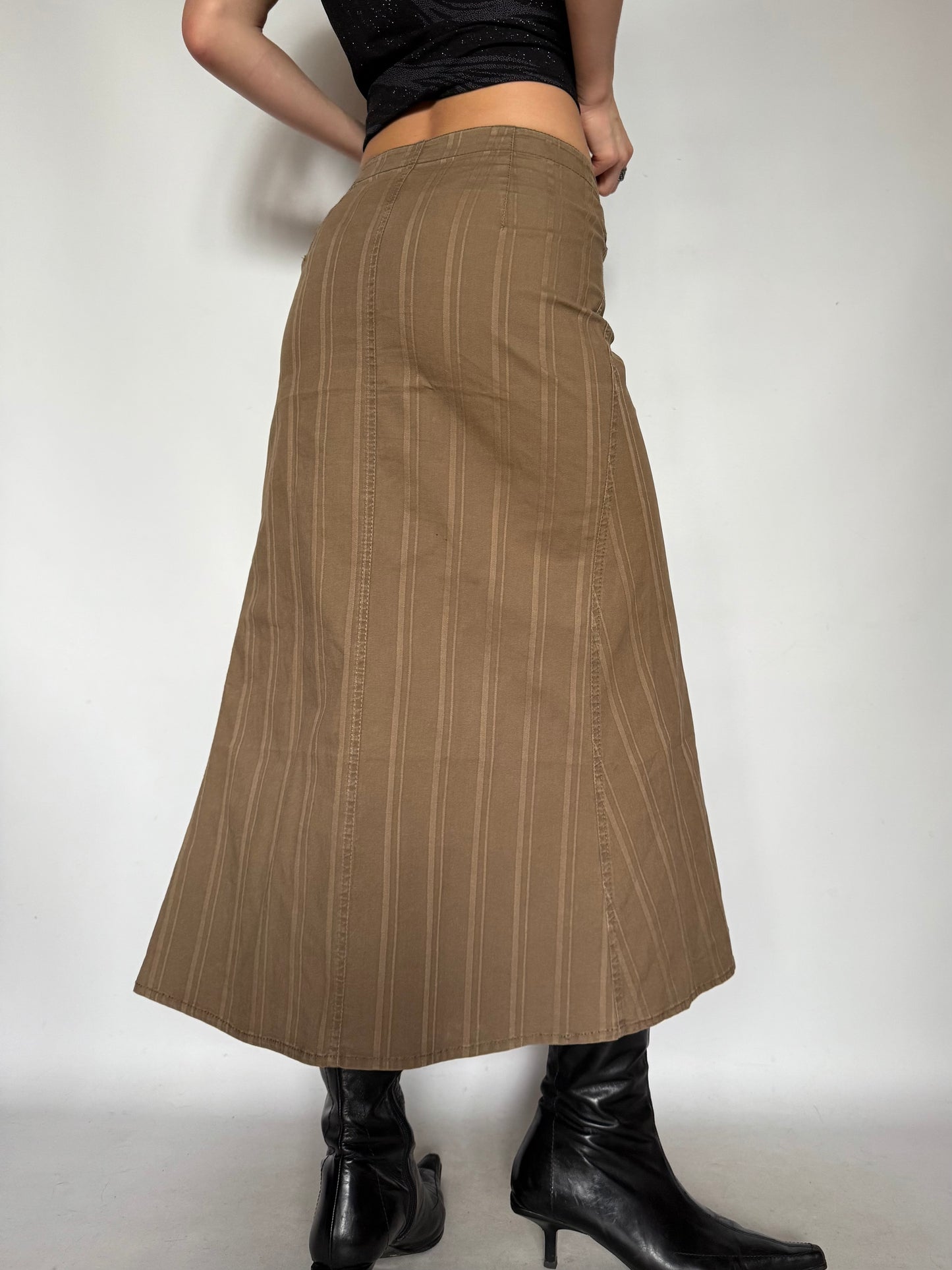 Vintage Brown Striped Maxi Skirt – Twinkling Global