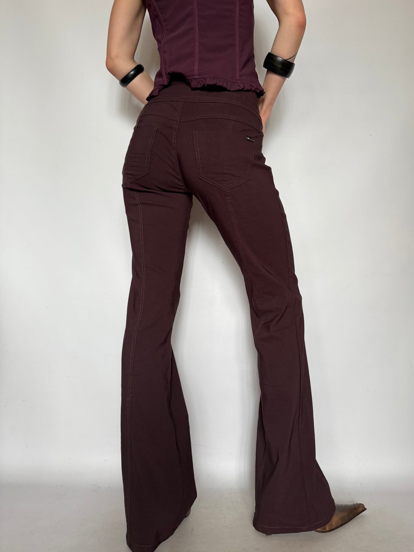 Vintage Brown Flared Pants with Lace-up Detail – Twinkling Global
