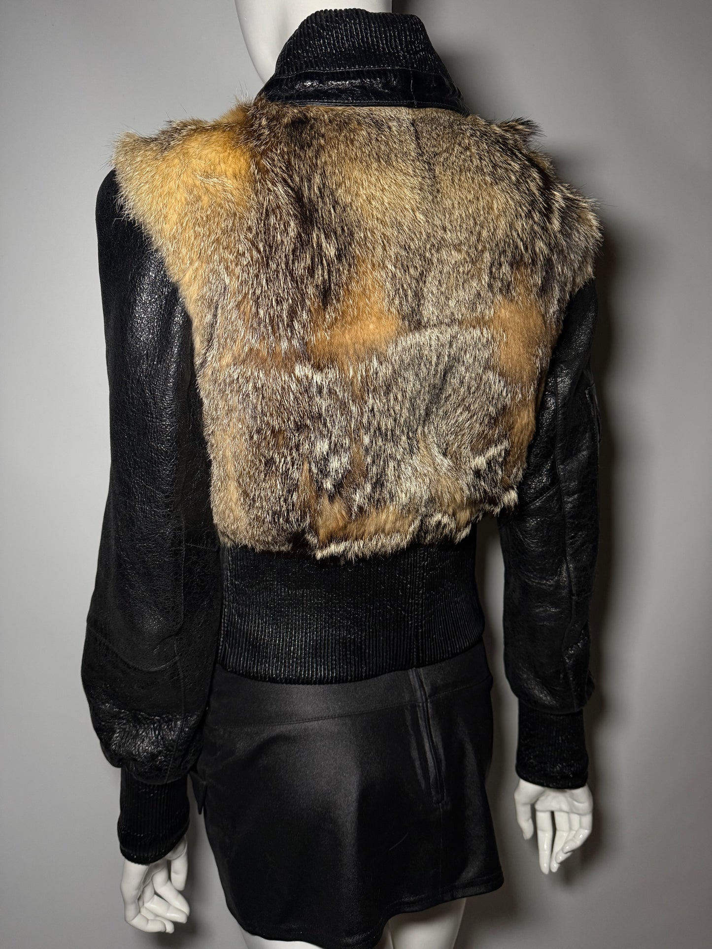 Vintage leather jacket with genuine fur Twinkling Global