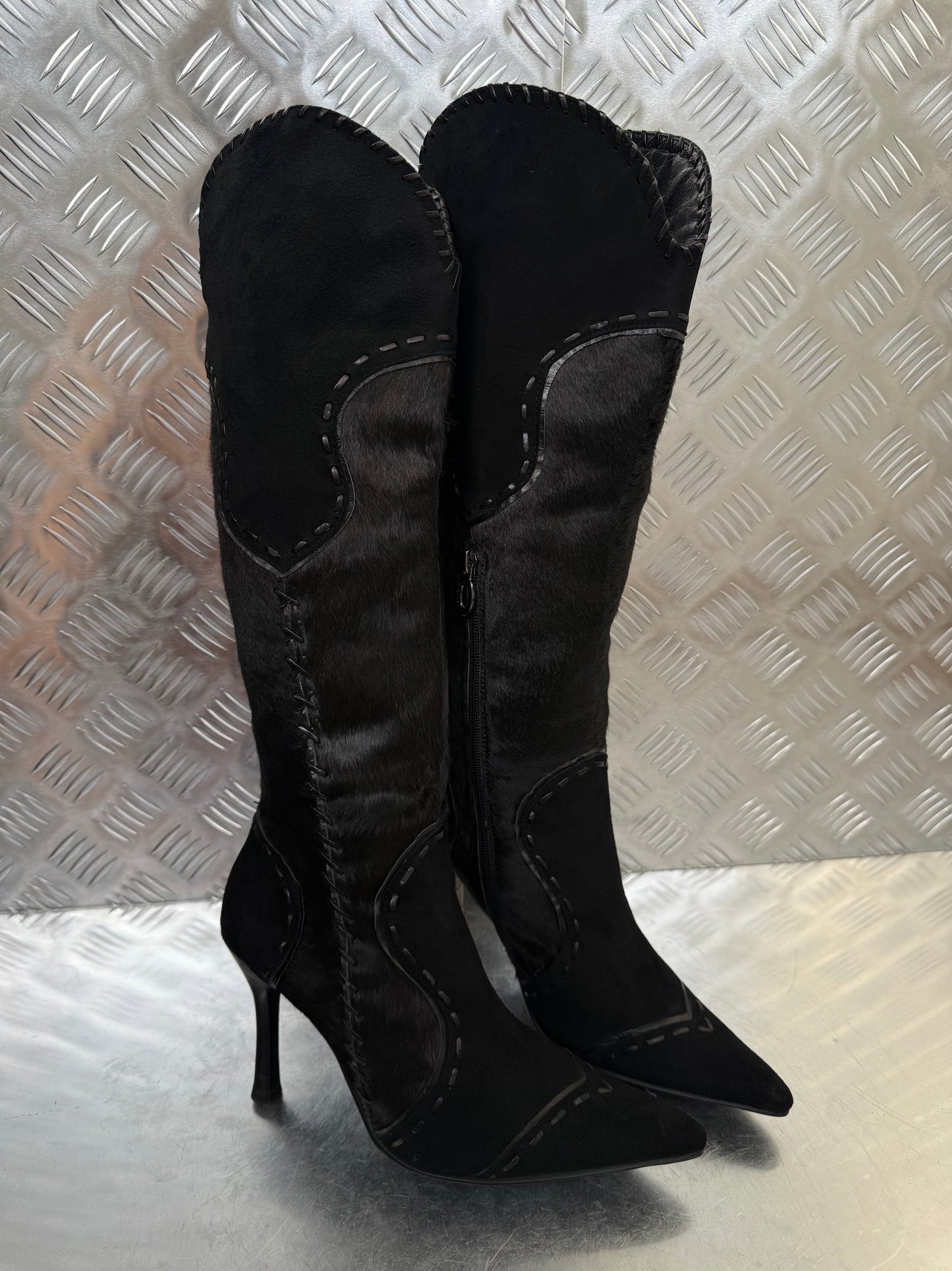 Vintage suede & pony-hair leather boots Twinkling Global