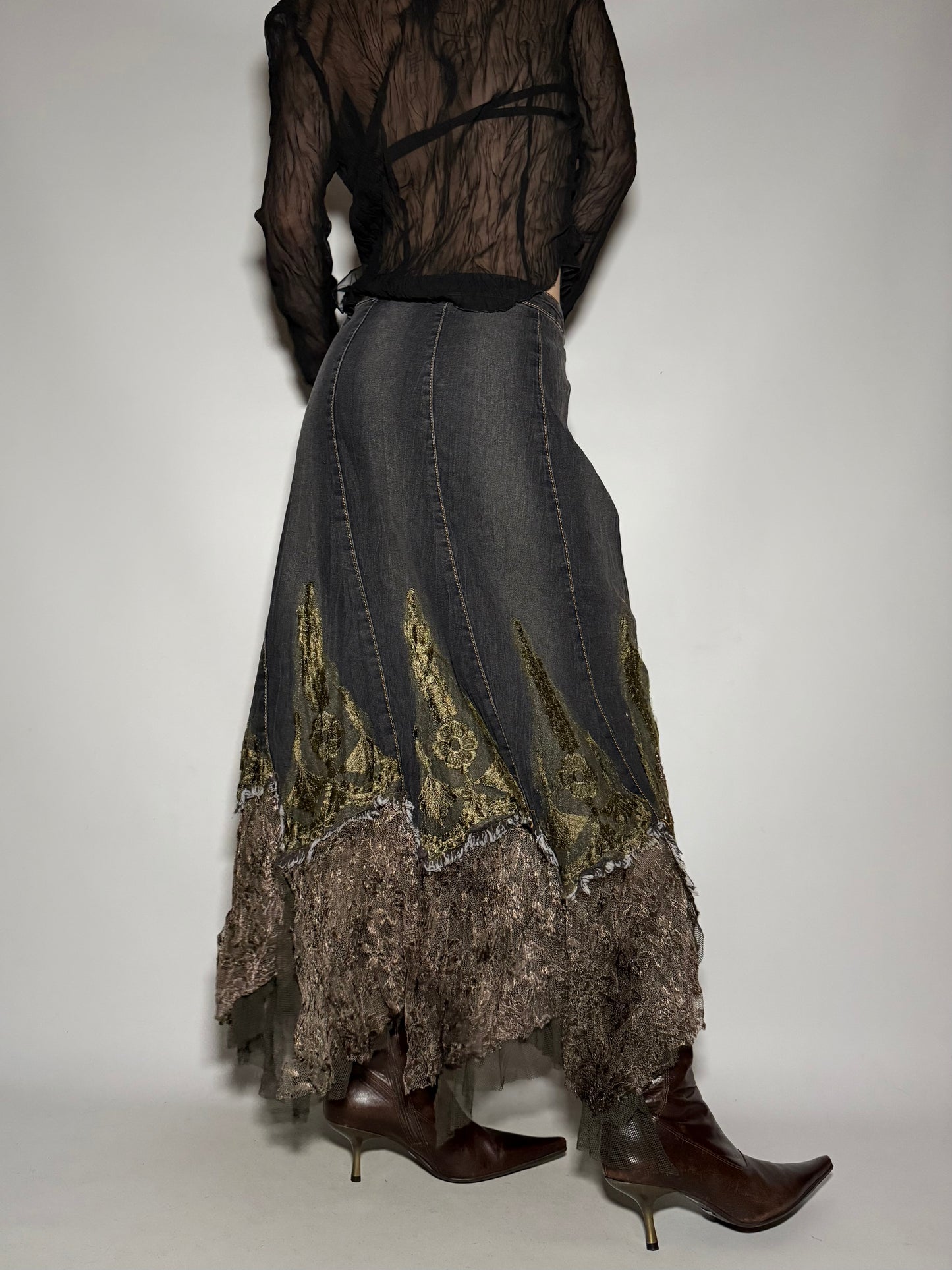 Vintage denim maxi skirt - TWINKLING GLOBAL