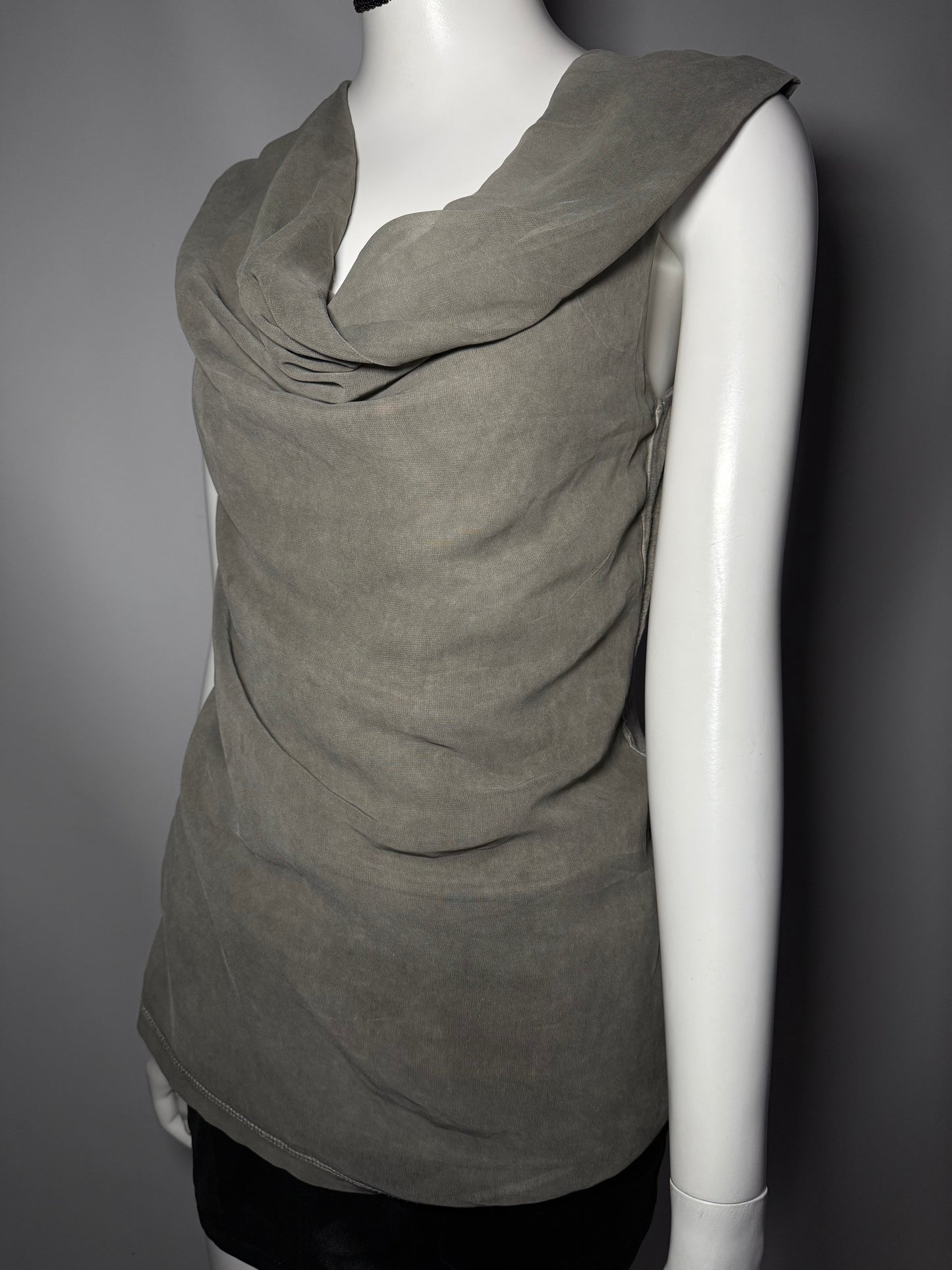 Y2K Olive Green Stretch Cowl Neck Top TWINKLING