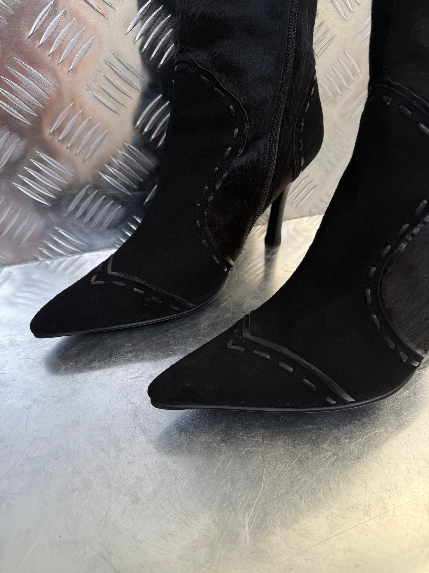 Vintage suede & pony-hair leather boots Twinkling Global