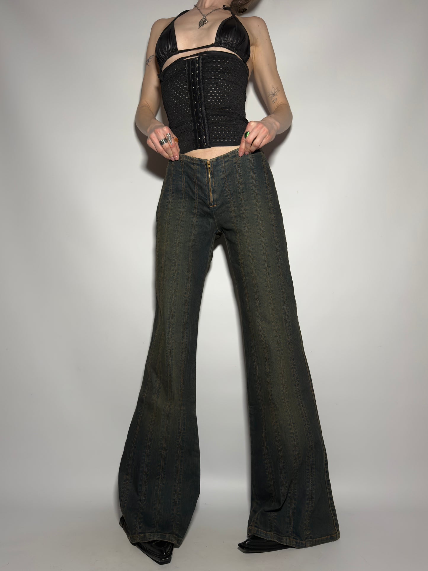Vintage Brownish Flared Jeans  - TWINKLING GLOBAL