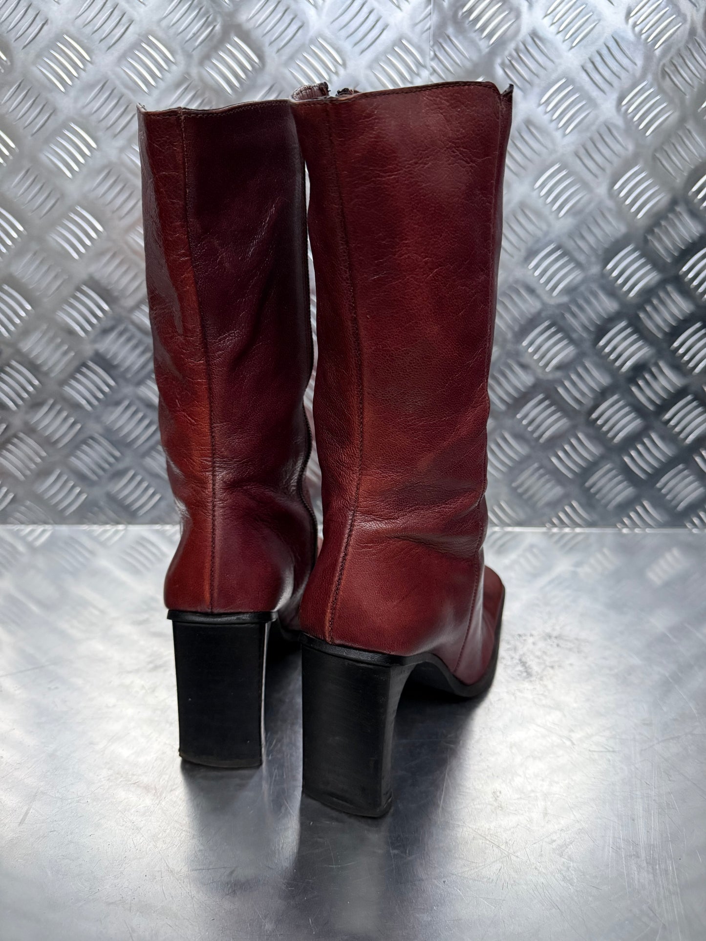 Vintage Burgundy Leather Boots – TWINKLING GLOBAL