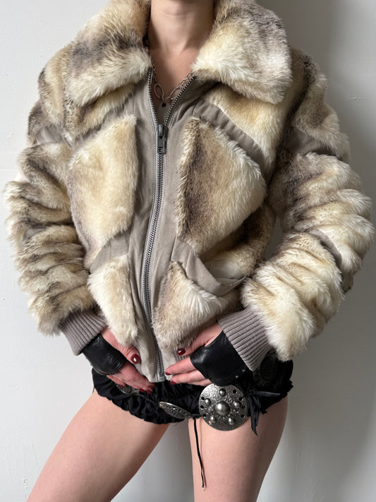 Vintage faux fur bomber jacket Twinkling Global