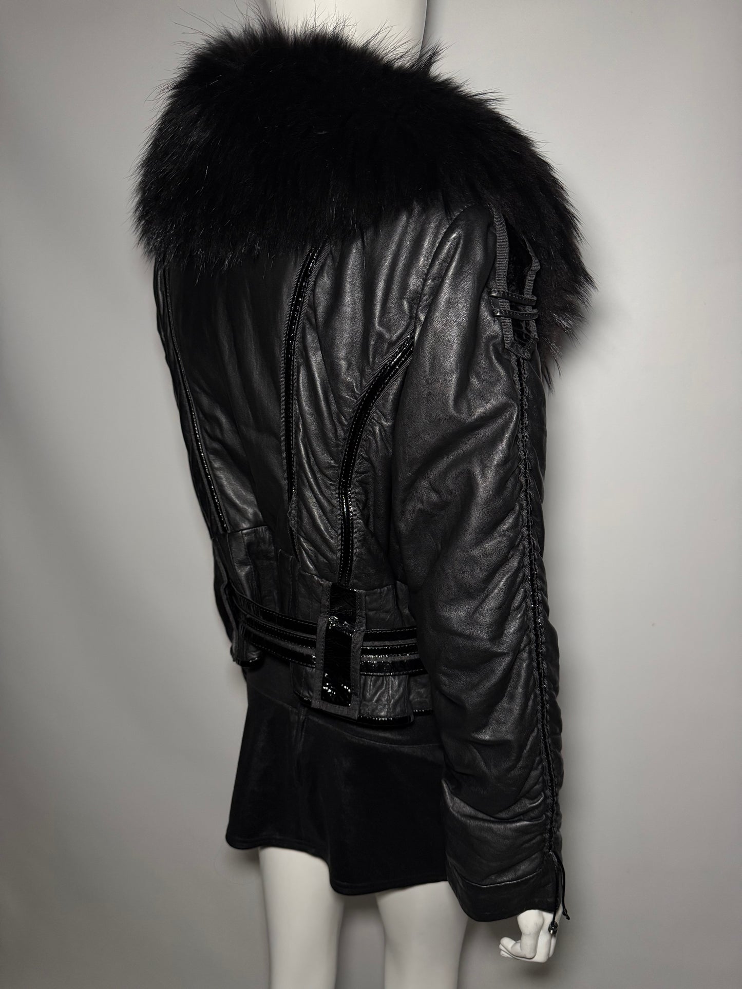 Vintage Leather Jacket with Real Fur TWINKLING GLOBAL