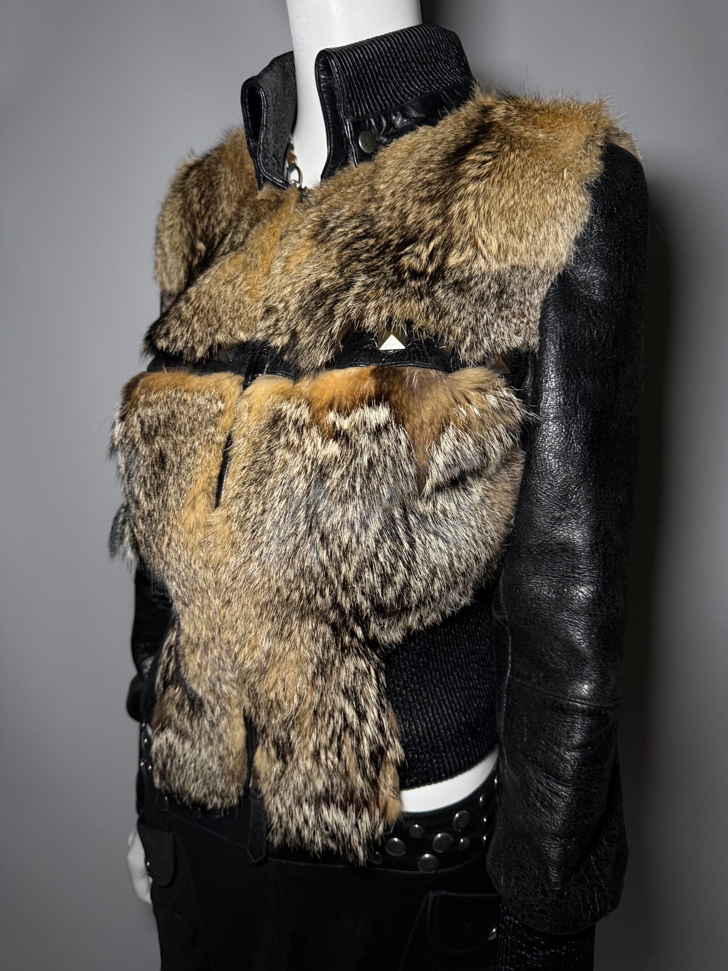 Vintage leather jacket with genuine fur Twinkling Global