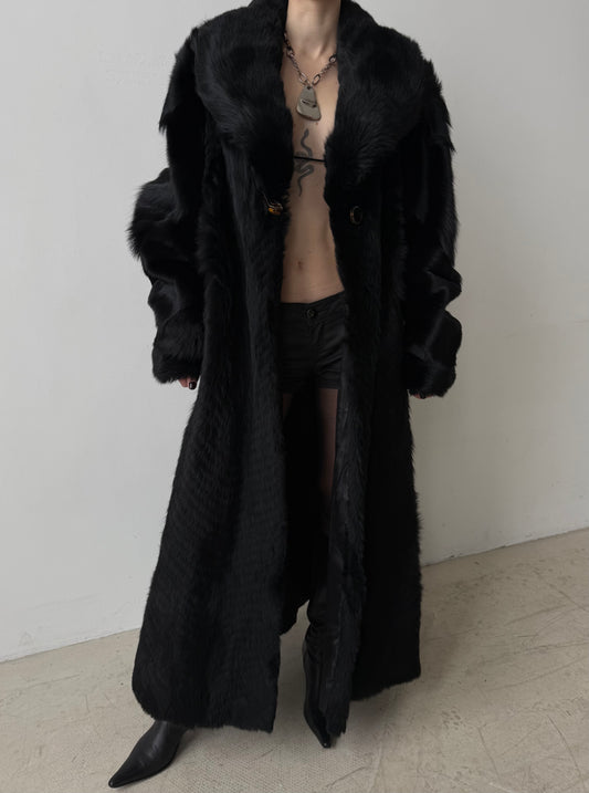 Vintage oversized natural wolf fur coat TWINKLING GLOBAL